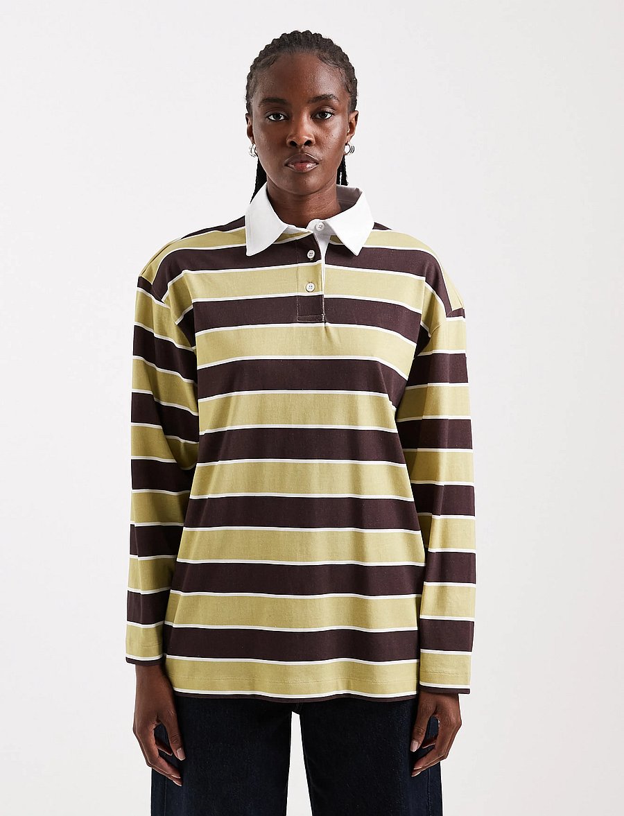 Topshop - TSBIBS L/S STRIPE POLO TOP JRS - polosärgid - weeping willow - 0
