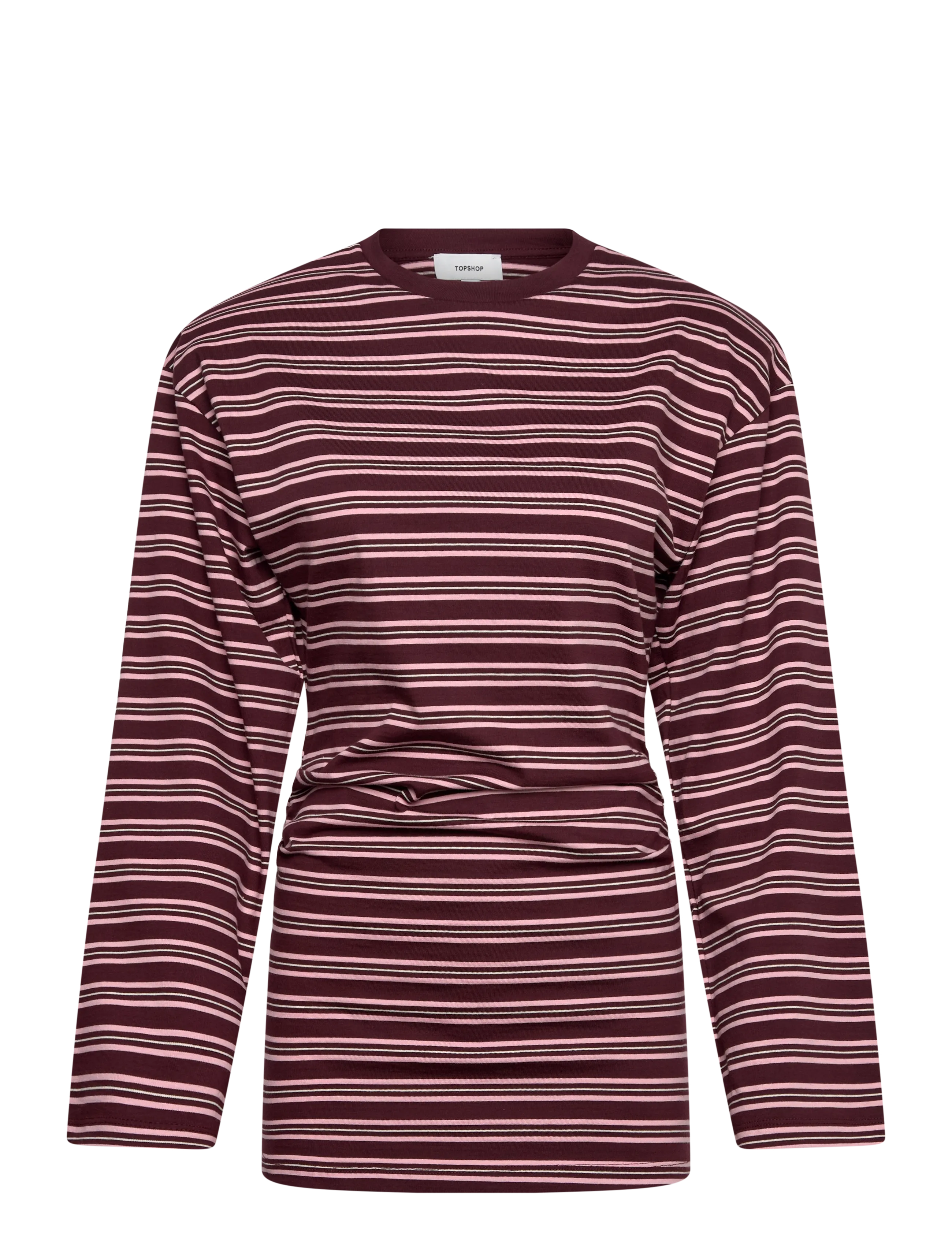 Topshop - TSBETT L/S STRIPED SHOULDER TOP JRS - langärmlige tops - burgundy - 1
