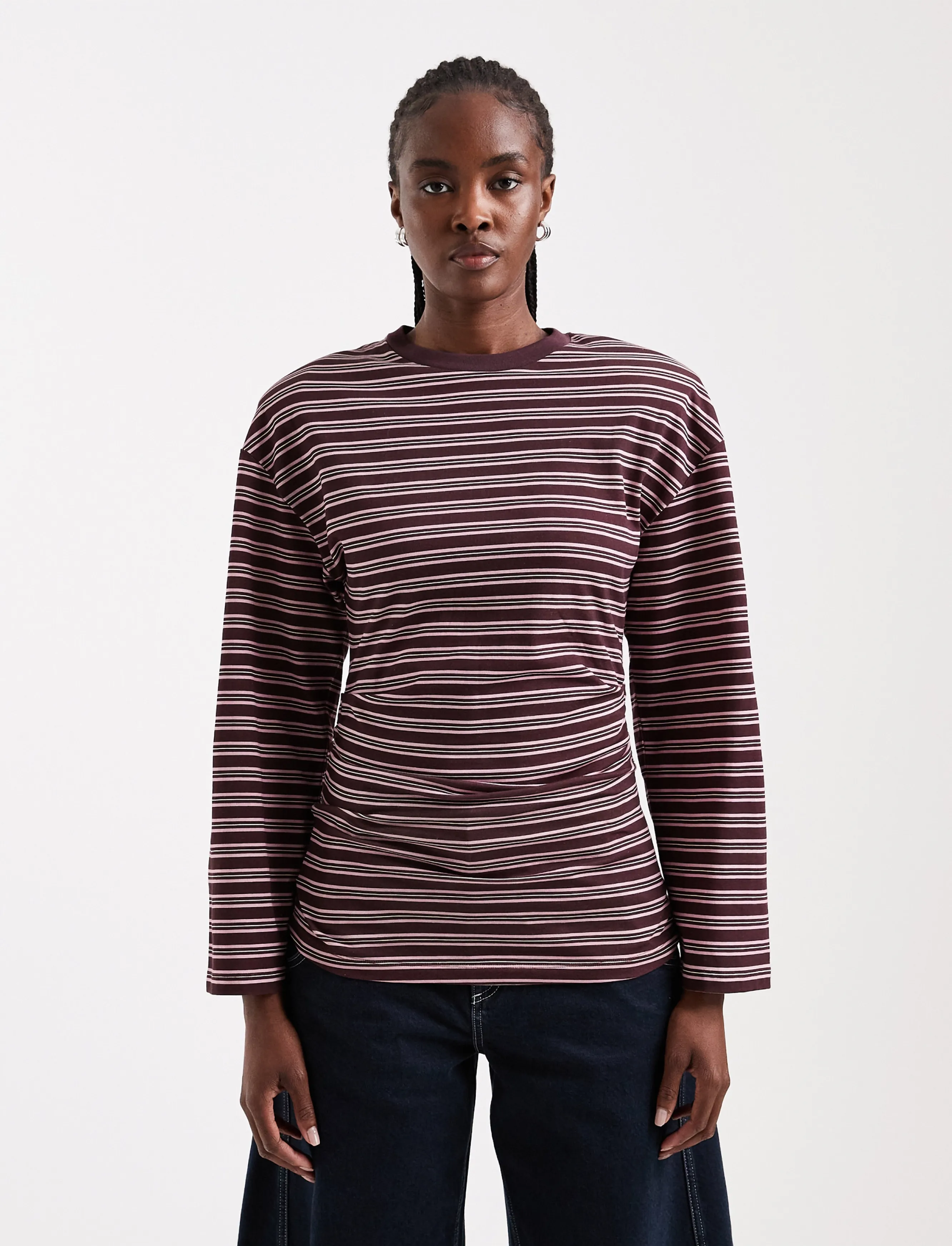 Tsbett L/S Striped Shoulder Top Jrs