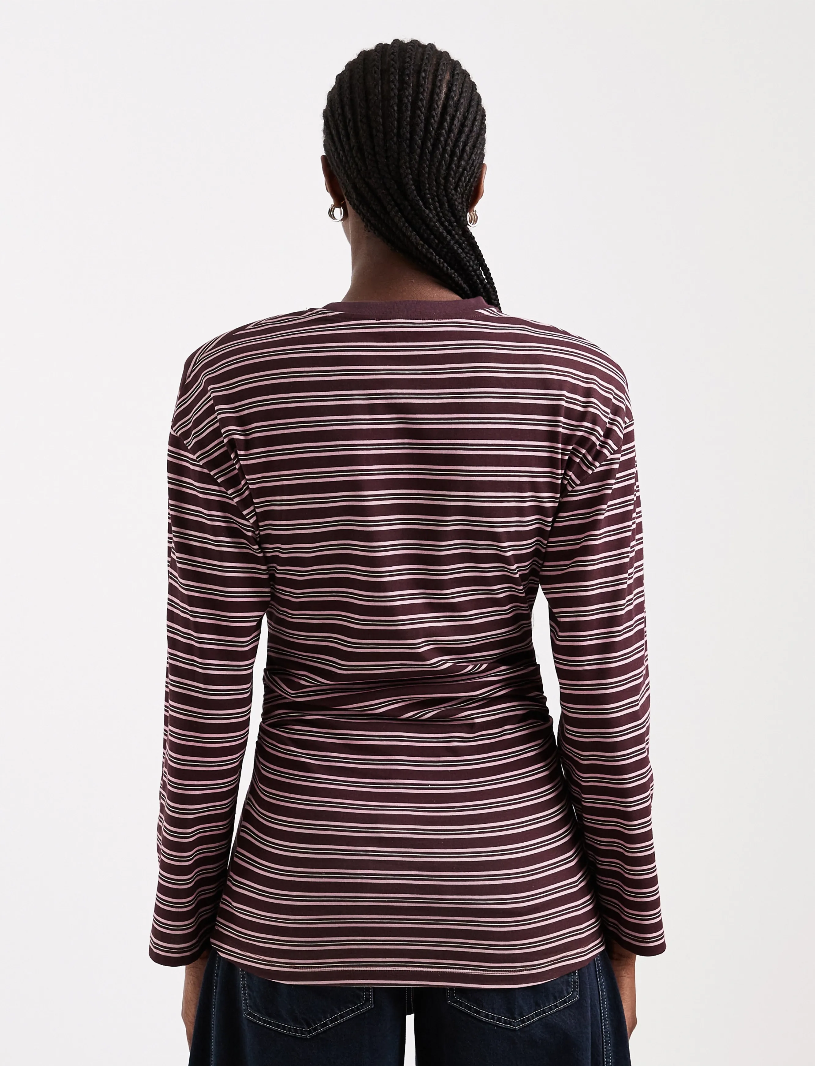 Topshop - TSBETT L/S STRIPED SHOULDER TOP JRS - langärmlige tops - burgundy - 3