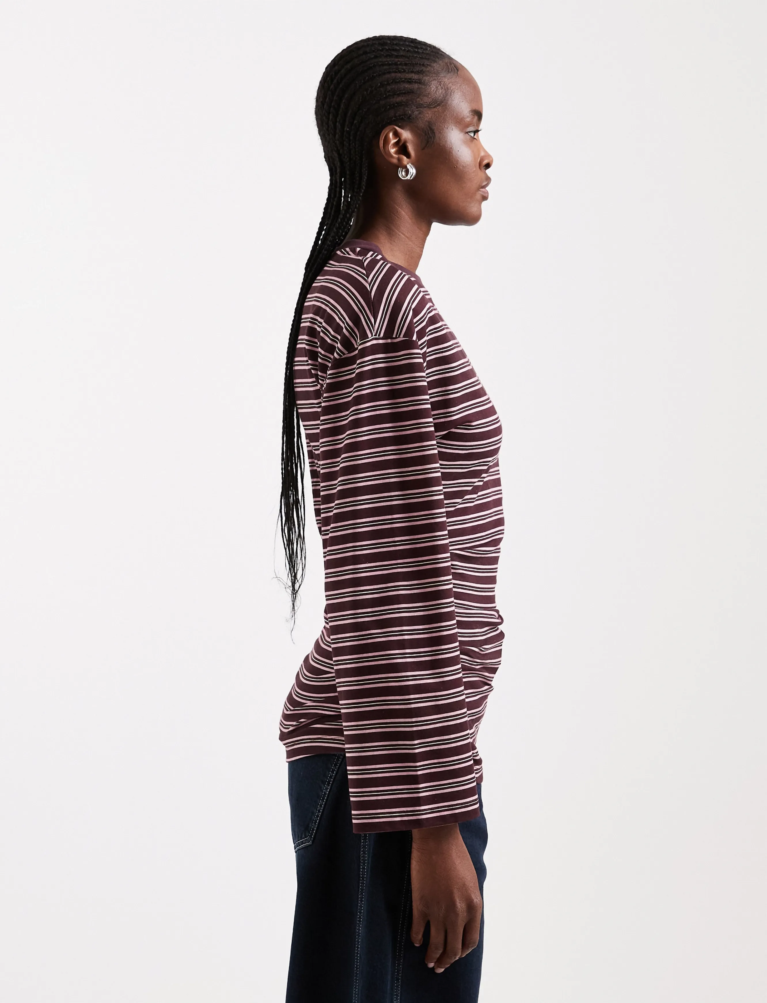 Topshop - TSBETT L/S STRIPED SHOULDER TOP JRS - langärmlige tops - burgundy - 4