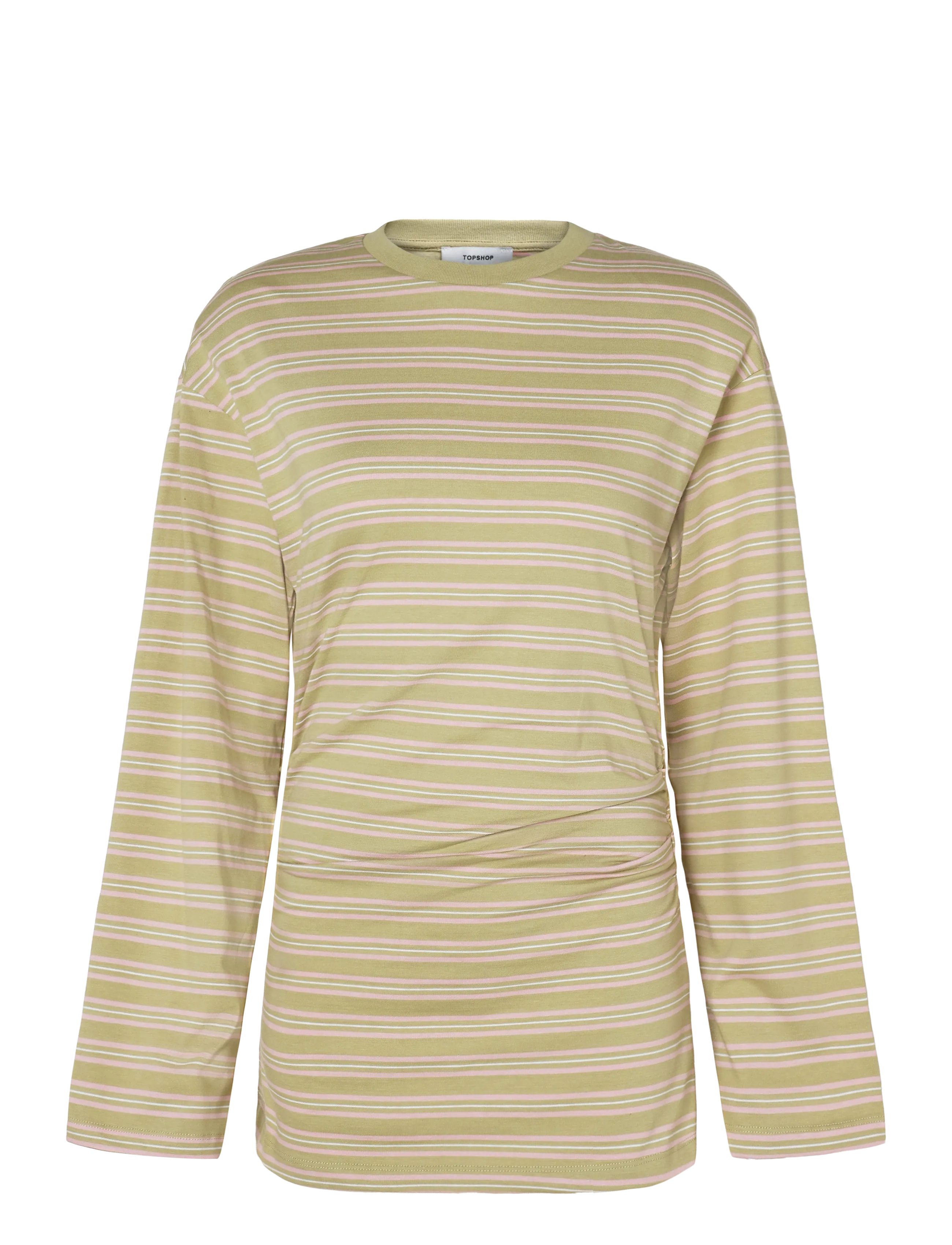 Topshop TSBETT L/S STRIPED SHOULDER TOP JRS - T-särgid ja topid - WEEPING WILLOW / khaki/green