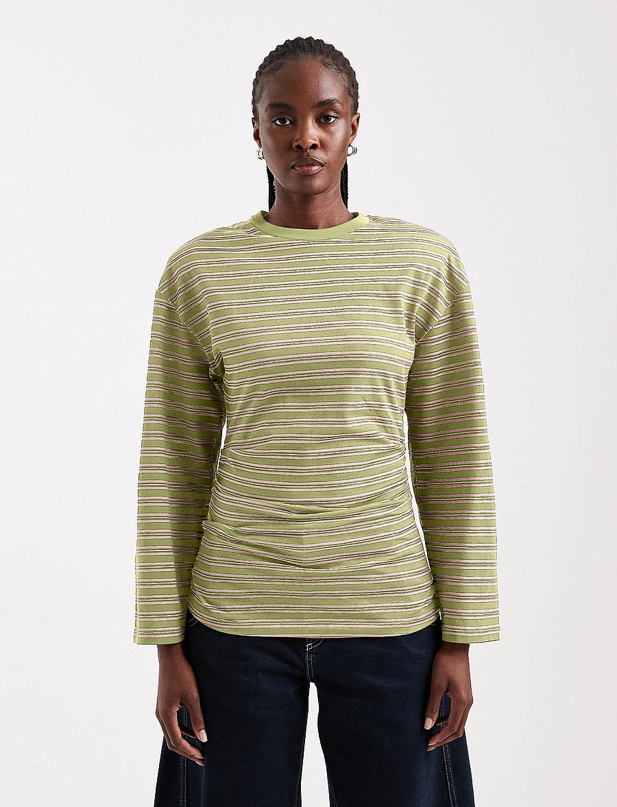 Topshop - TSBETT L/S STRIPED SHOULDER TOP JRS - pikkade varrukatega topid - weeping willow - 0