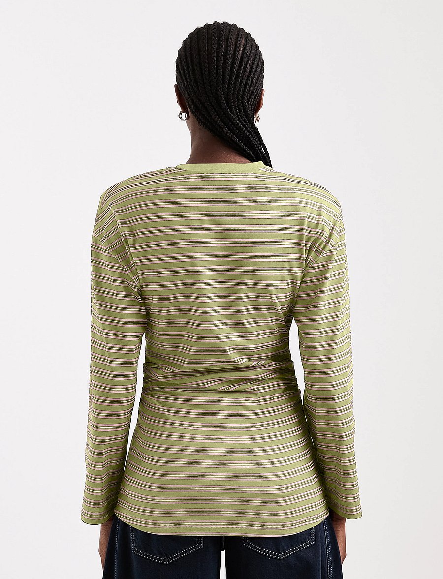 Topshop - TSBETT L/S STRIPED SHOULDER TOP JRS - pikkade varrukatega topid - weeping willow - 3