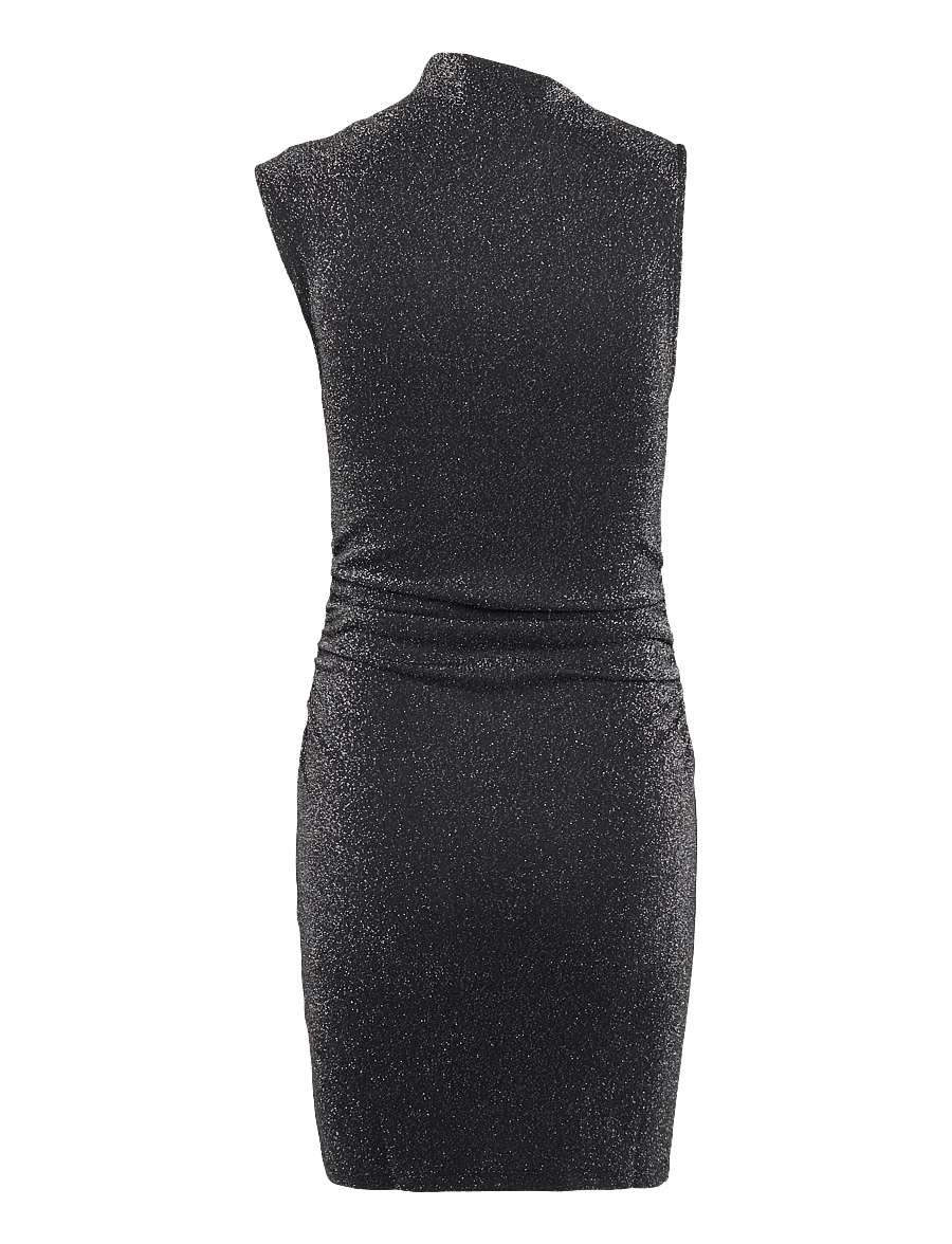 Topshop - TSCELEN HIGH NECK METALLIC MINI DRESS - etuikleider - jet black - 2
