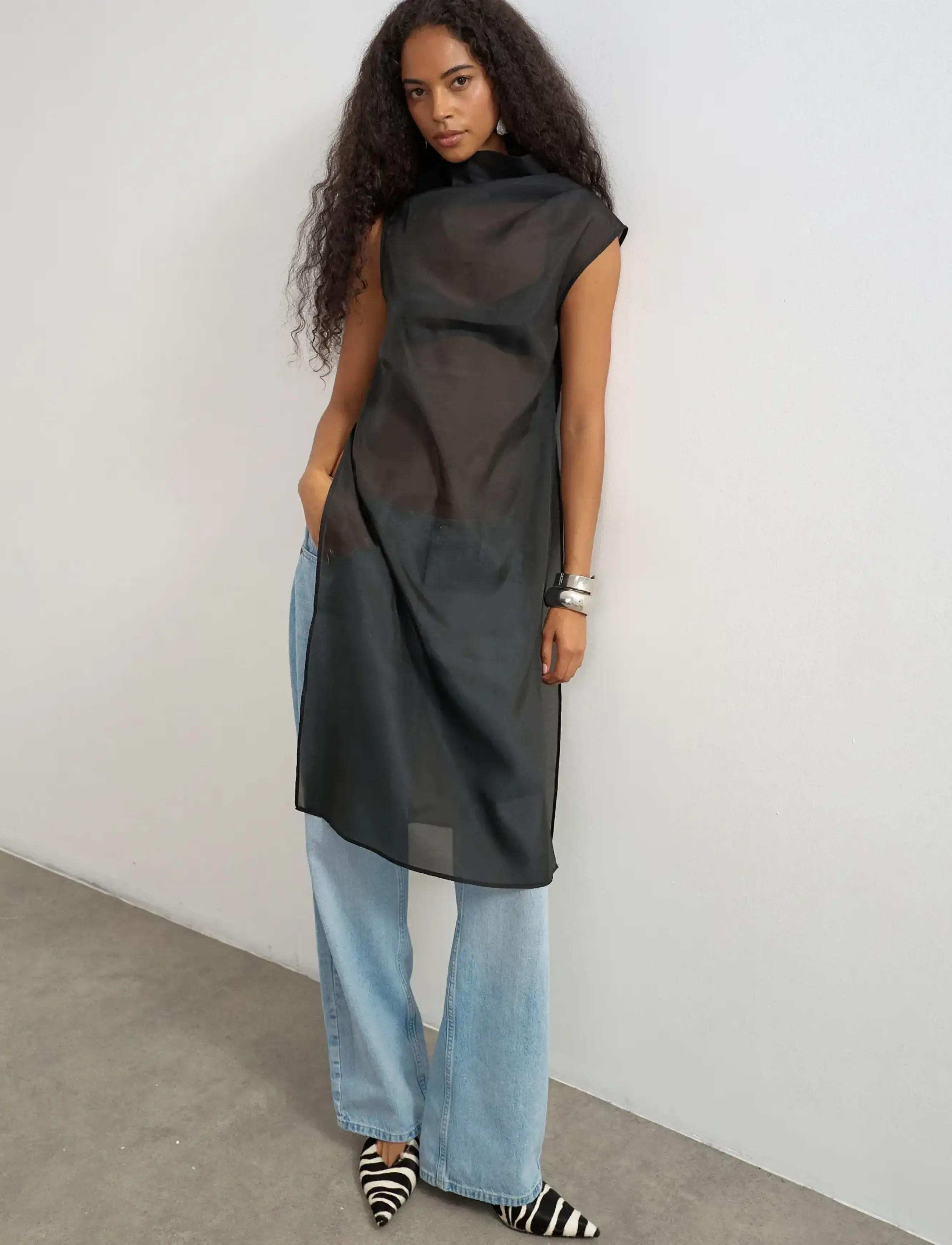 TOPSHOP Tsdebra Sl Highneck Side Split Tunic Wvn toppar & linnen dam – bild 4