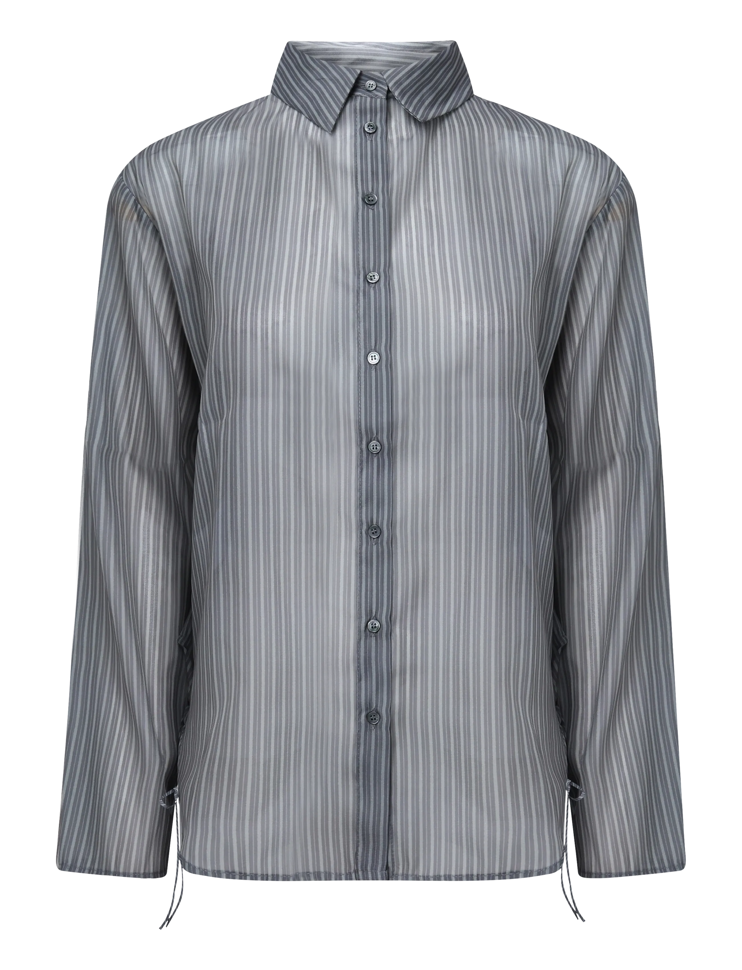 Topshop TSDELALI LS STRIPE DOUBLELAYER SHIRT WVN - Kleidung - CHARCOAL GRAY / grey