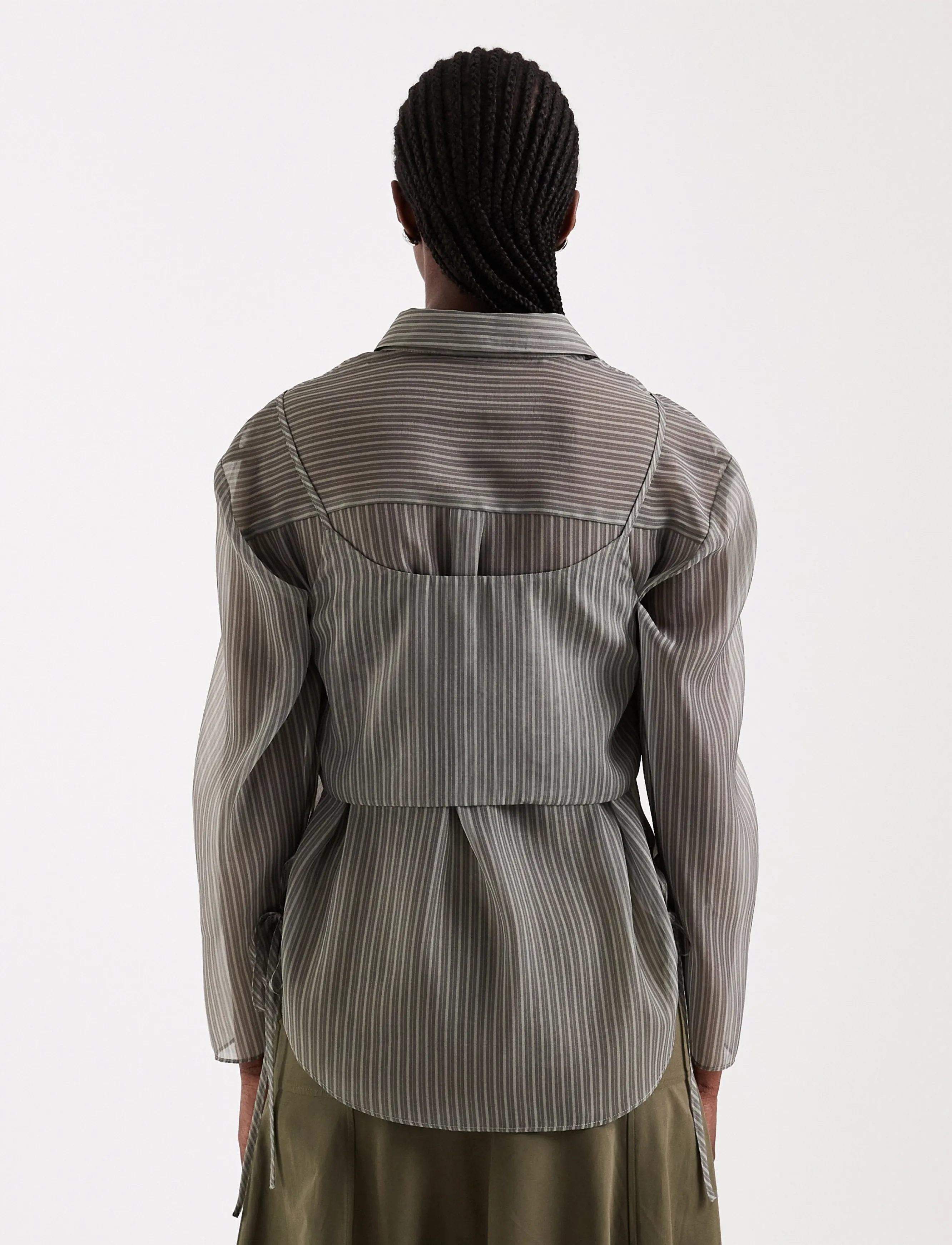 Topshop - TSDELALI LS STRIPE DOUBLELAYER SHIRT WVN - langärmlige hemden - charcoal gray - 3
