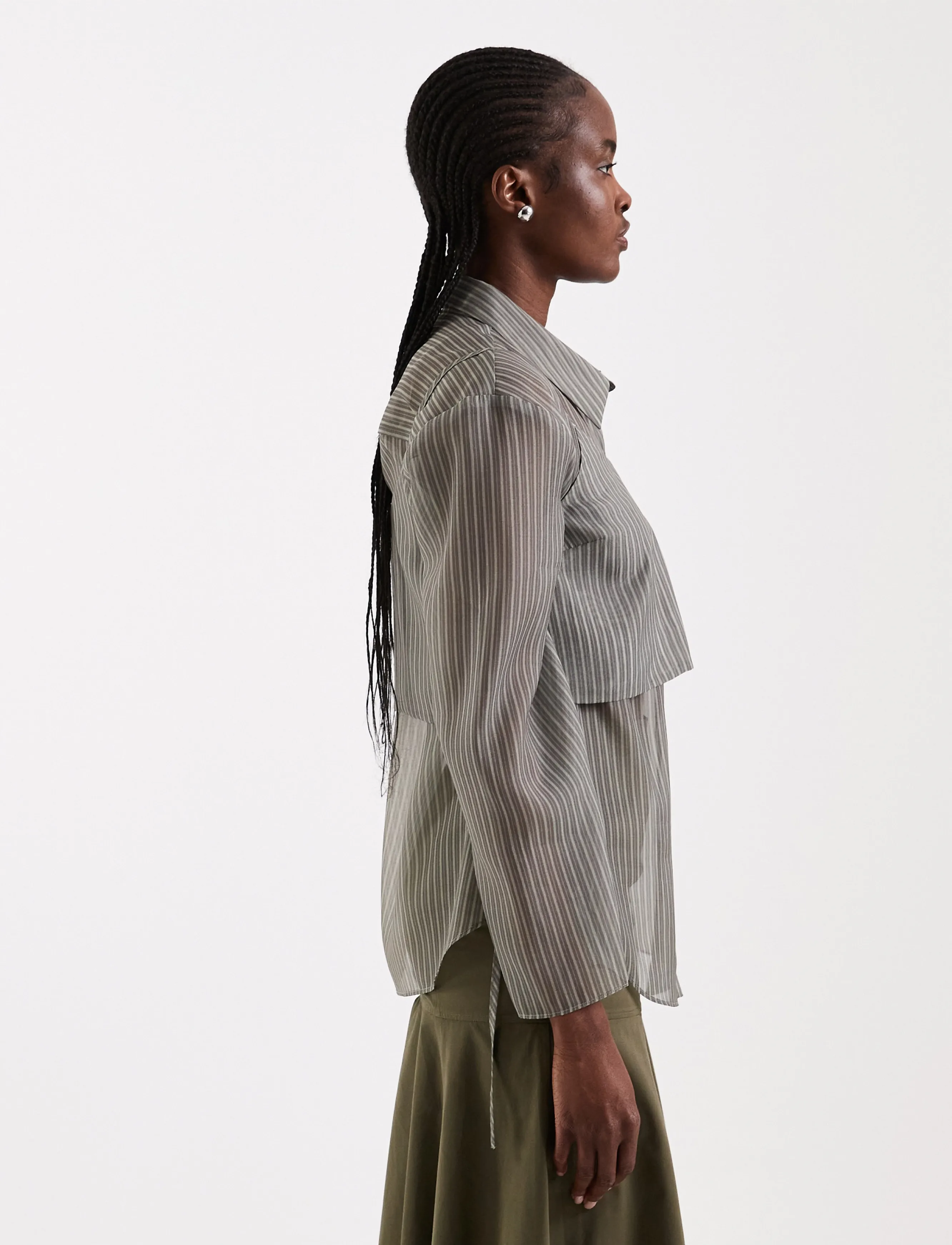 Topshop - TSDELALI LS STRIPE DOUBLELAYER SHIRT WVN - langärmlige hemden - charcoal gray - 4