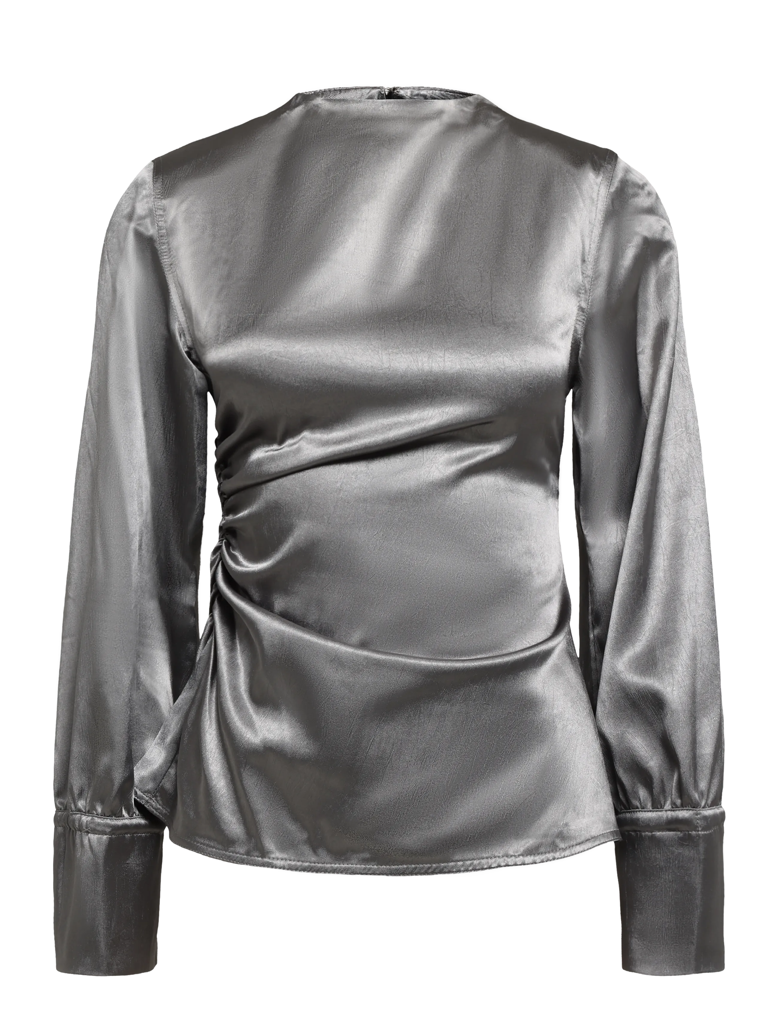 Topshop TSDENKA LS SHOULDER PAD FUNNEL TOP WVN - Jung - CHARCOAL GRAY / grey