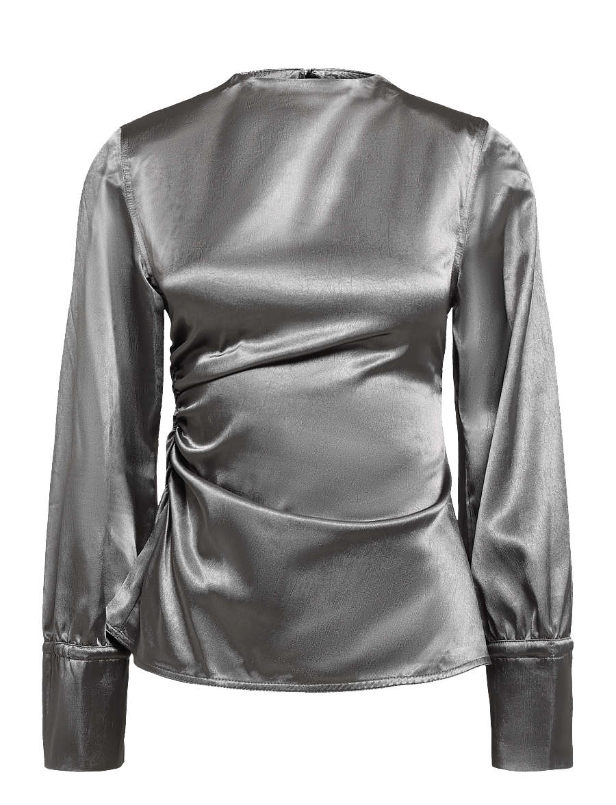 Topshop - TSDENKA LS SHOULDER PAD FUNNEL TOP WVN - charcoal gray - 1