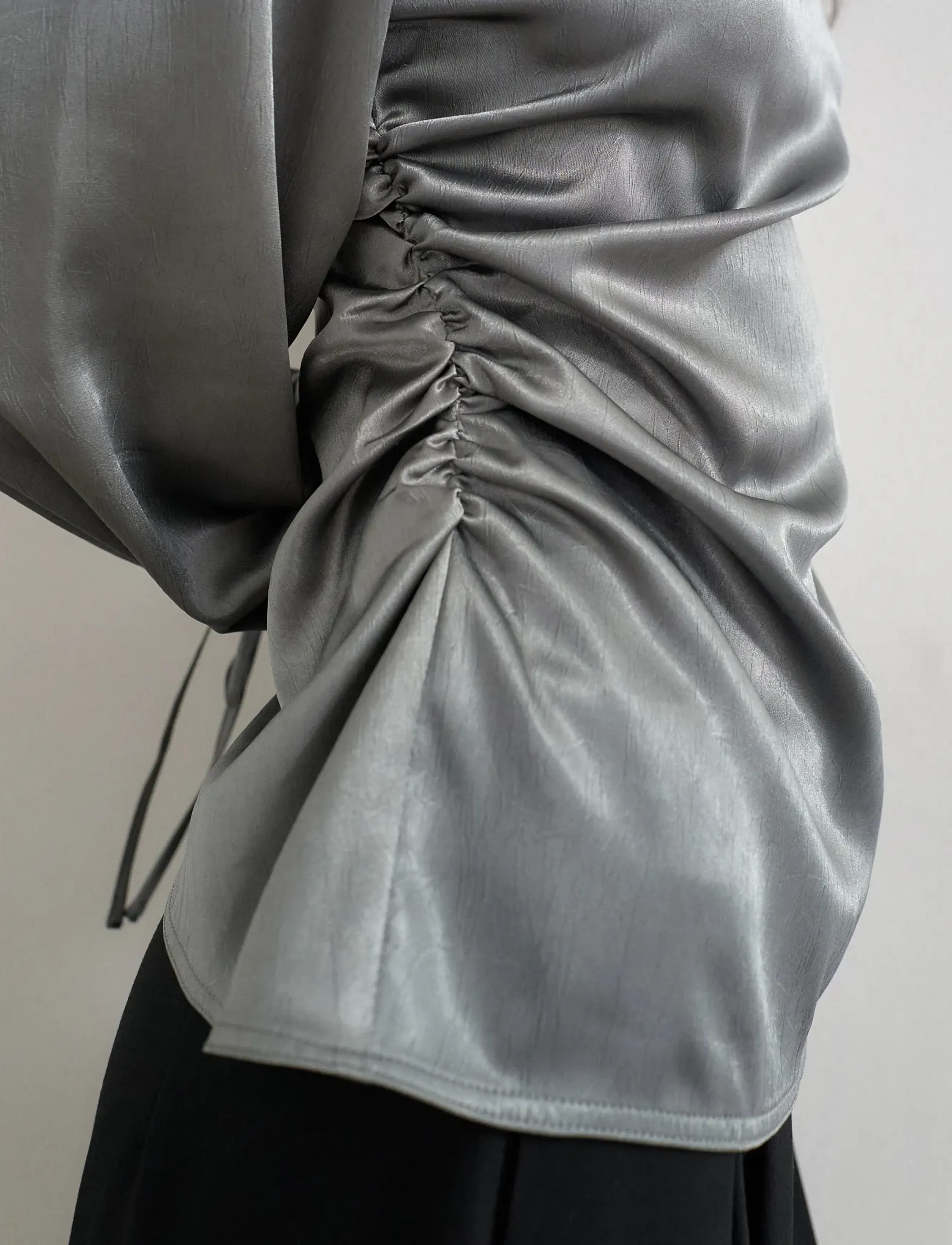 Topshop - TSDENKA LS SHOULDER PAD FUNNEL TOP WVN - charcoal gray - 5