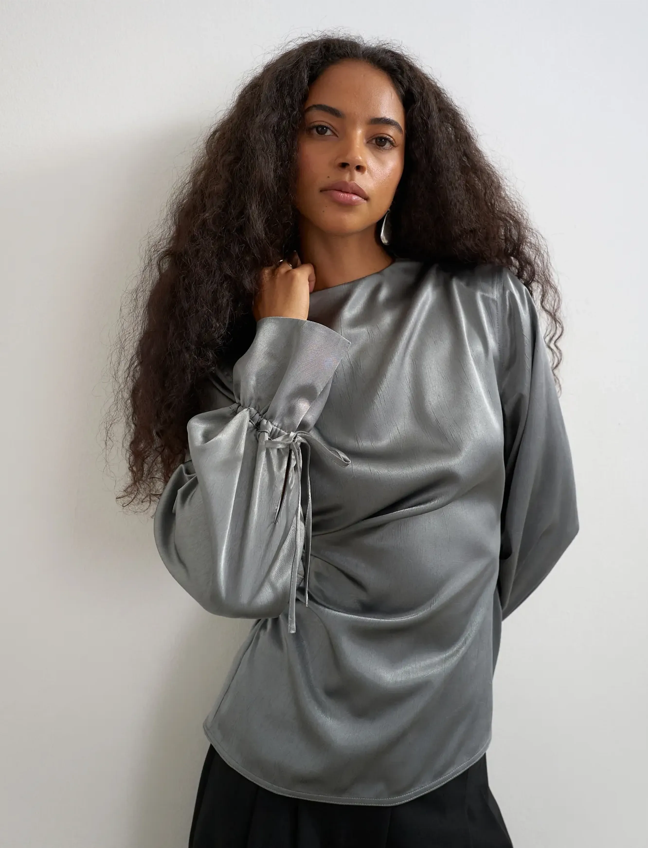 TOPSHOP Tsdenka Ls Shoulder Pad Funnel Top Wvn skjortor & blusar dam – bild 6