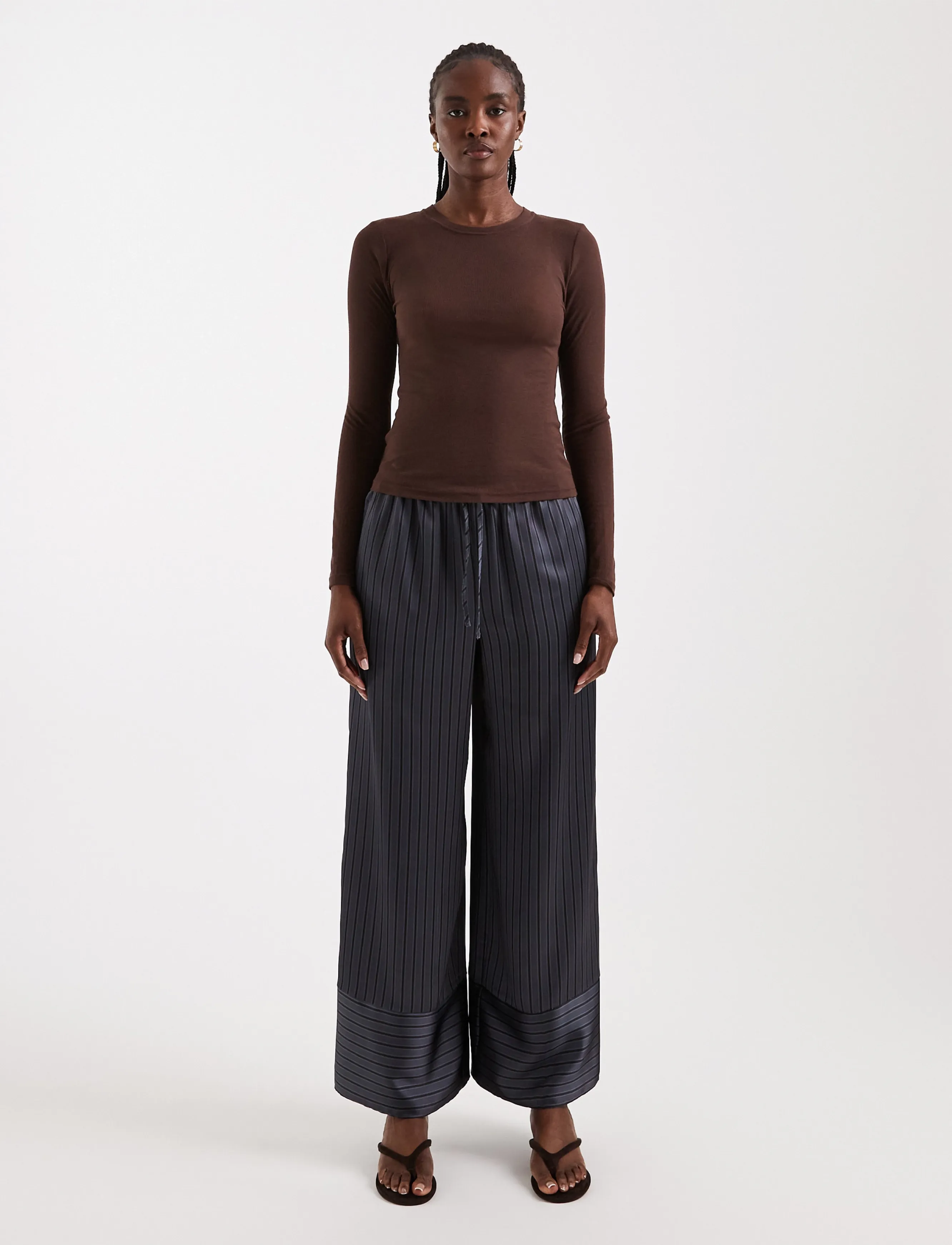 Topshop TSARDO SATIN TIE WAIST TROUSER WVN - Kollektsioonid - CHARCOAL GRAY / grey