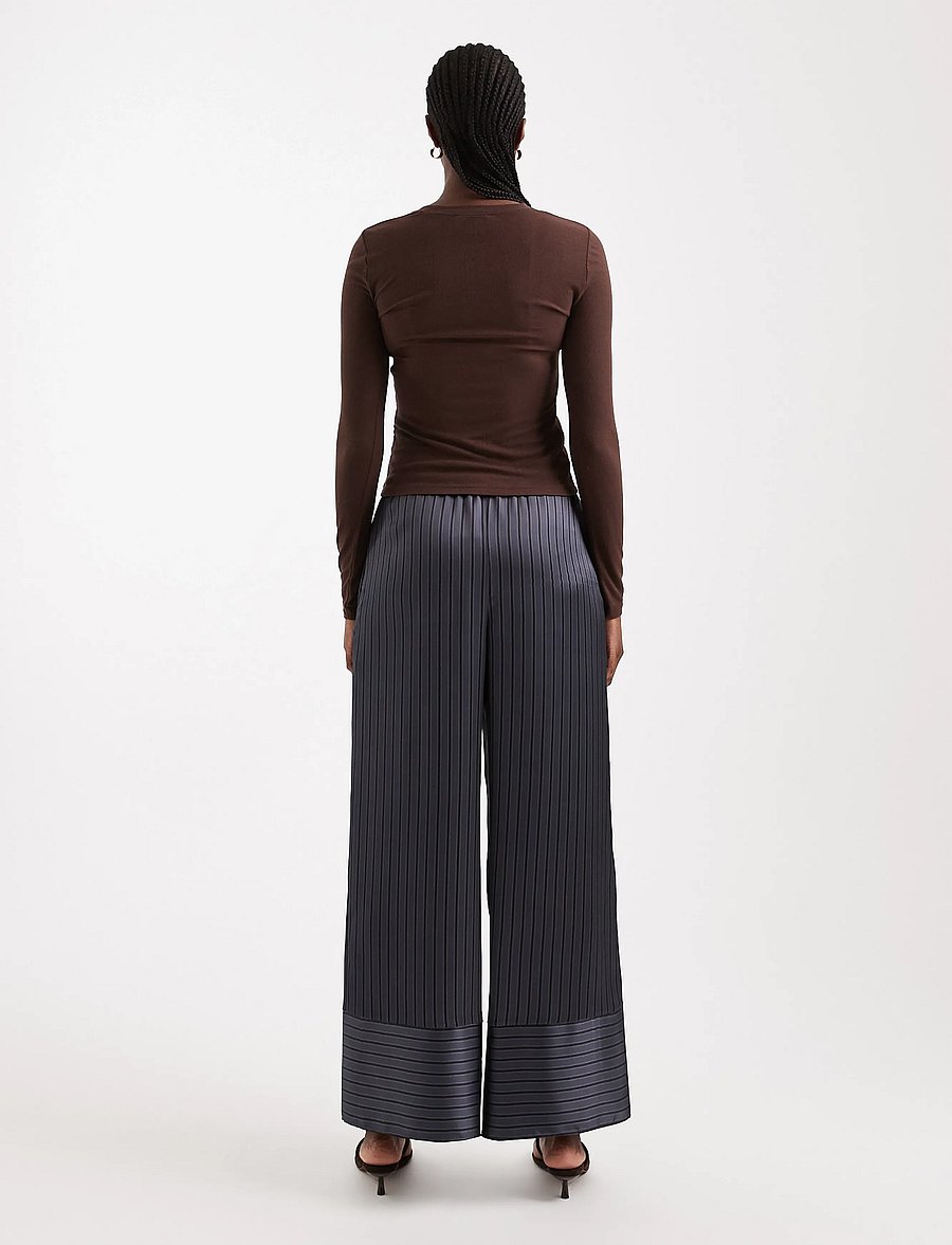 Topshop - TSARDO SATIN TIE WAIST TROUSER WVN - hosen mit weitem bein - charcoal gray - 3