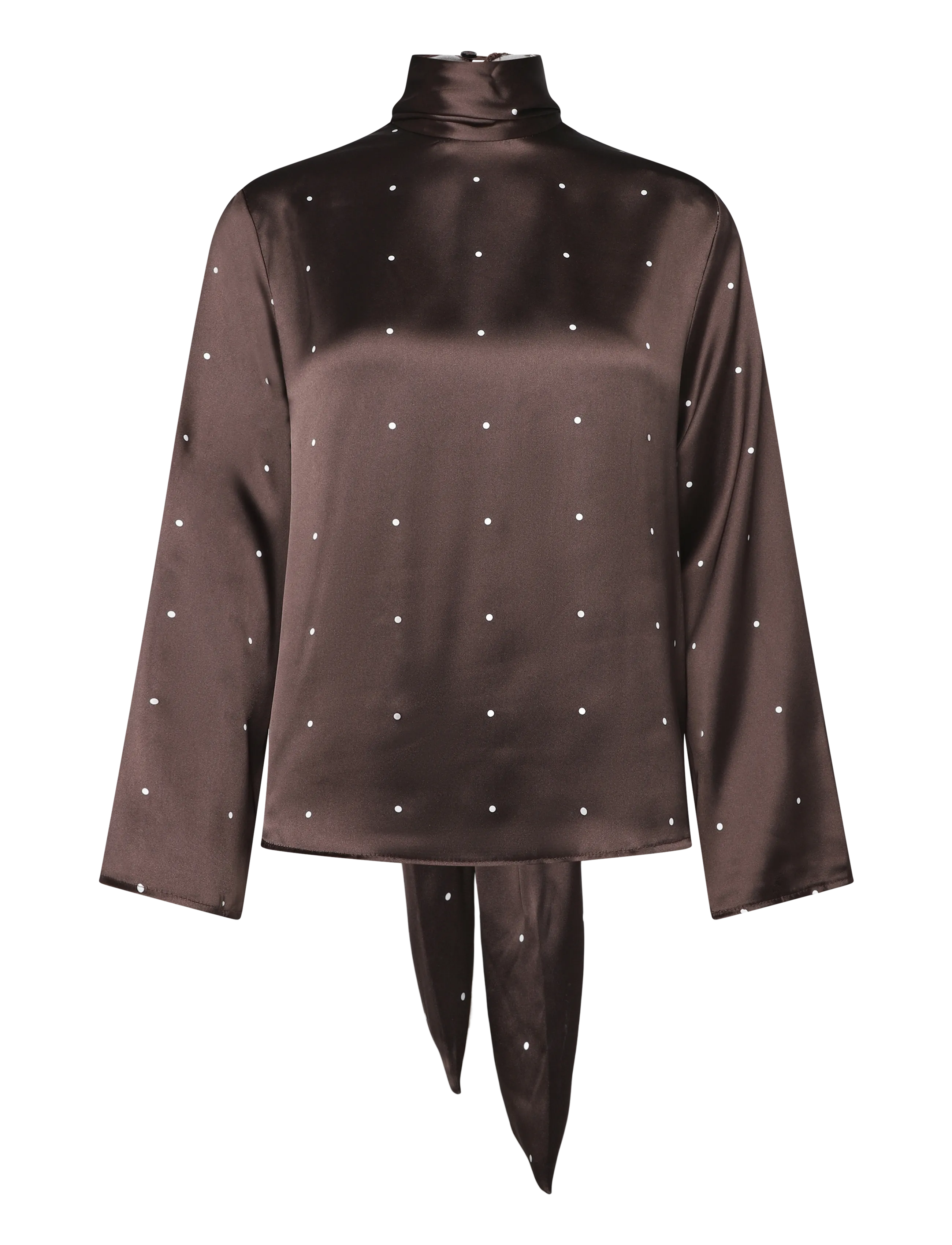 Topshop - TSDAWLA LS SATIN SCARF TIE TOP WVN - långärmade blusar - chocolate brown - 1