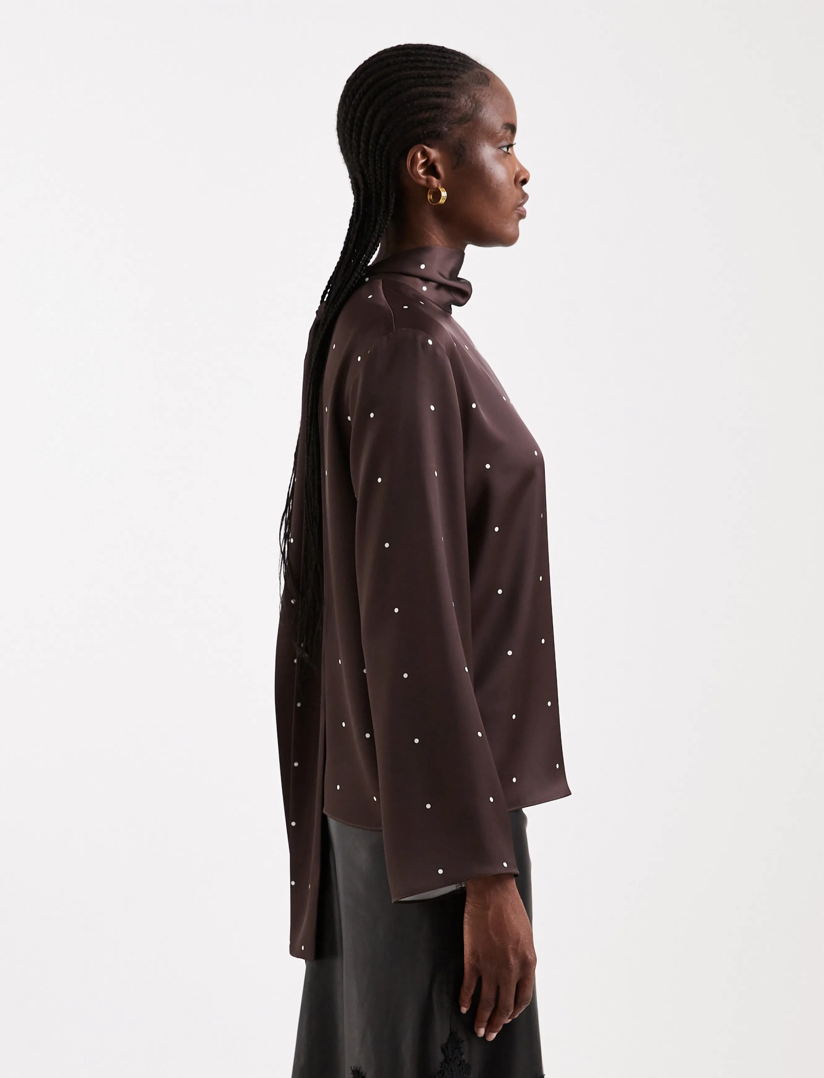 Topshop - TSDAWLA LS SATIN SCARF TIE TOP WVN - långärmade blusar - chocolate brown - 4