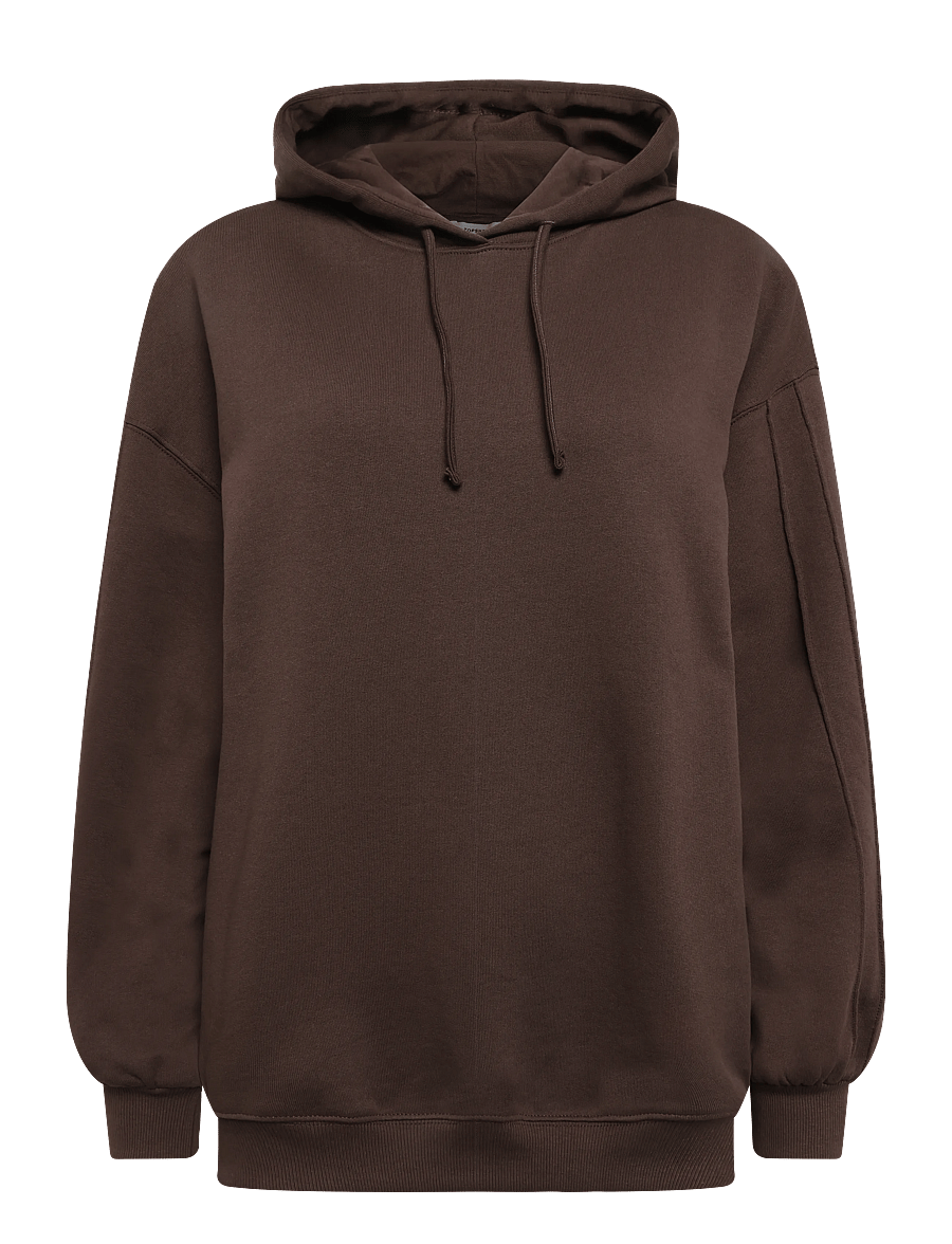 Topshop - TSBERA L/S OVERSIZED DETAIL HOODIE JRS - kapuutsiga pusad - chocolate brown - 1