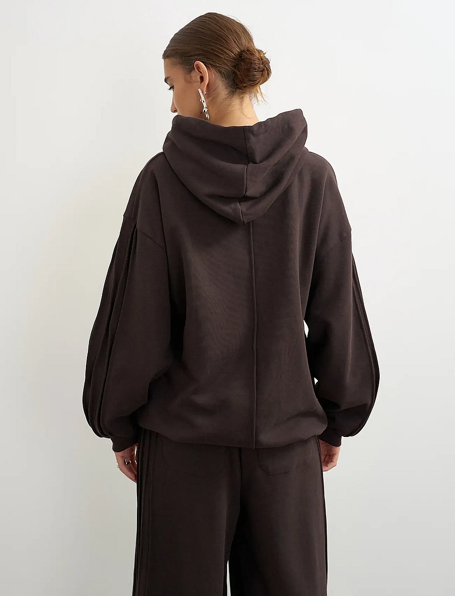 Topshop - TSBERA L/S OVERSIZED DETAIL HOODIE JRS - kapuutsiga pusad - chocolate brown - 3