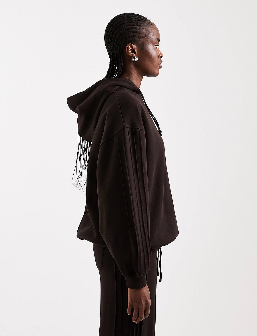 Topshop - TSBERA L/S OVERSIZED DETAIL HOODIE JRS - kapuutsiga pusad - chocolate brown - 4