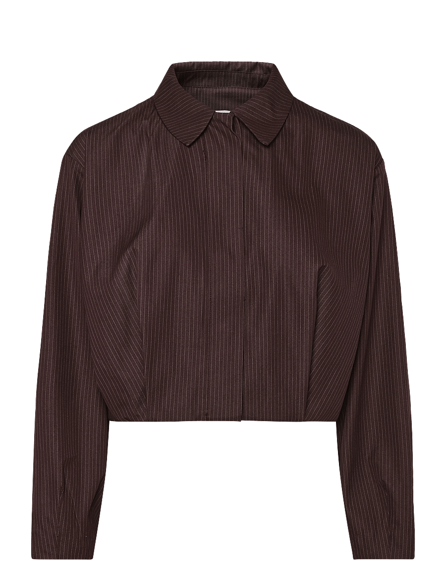 Topshop - TSARIA CROPPED PINSTRIPE BOMBER JACKET - tunna jackor - chocolate brown - 1