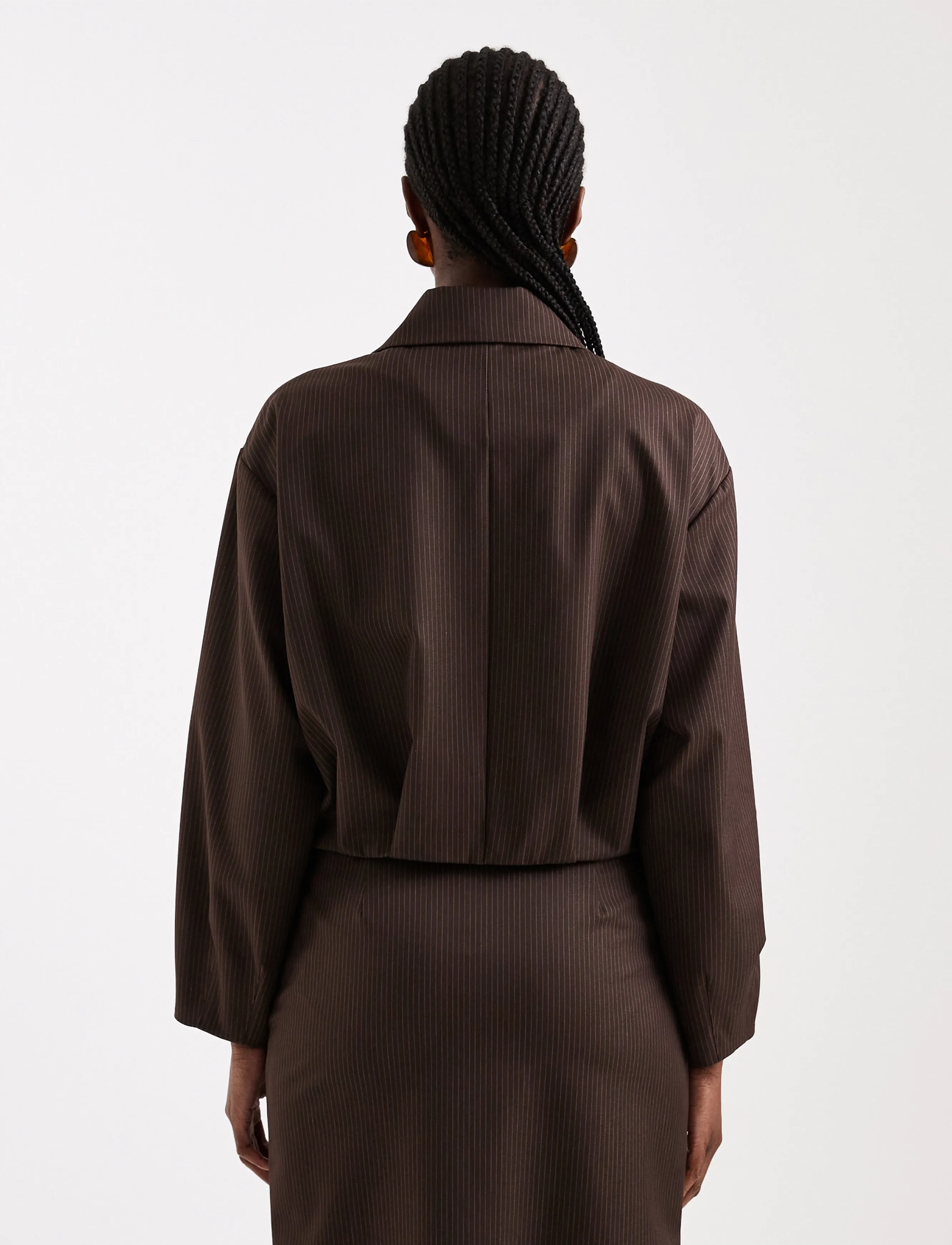 Topshop - TSARIA CROPPED PINSTRIPE BOMBER JACKET - tunna jackor - chocolate brown - 3