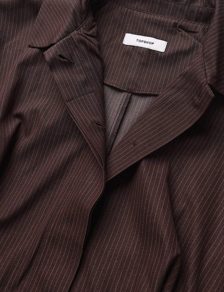 Topshop - TSARIA CROPPED PINSTRIPE BOMBER JACKET - tunna jackor - chocolate brown - 5