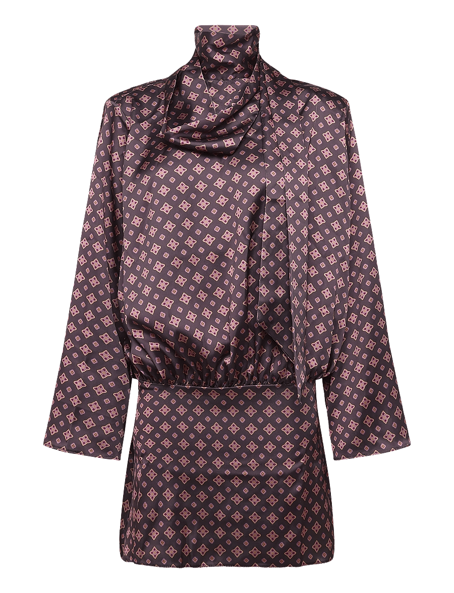 Topshop - TSCELLY SATIN HIGH SCARF MINI DRESS WVN - minikleidid - burgundy - 1