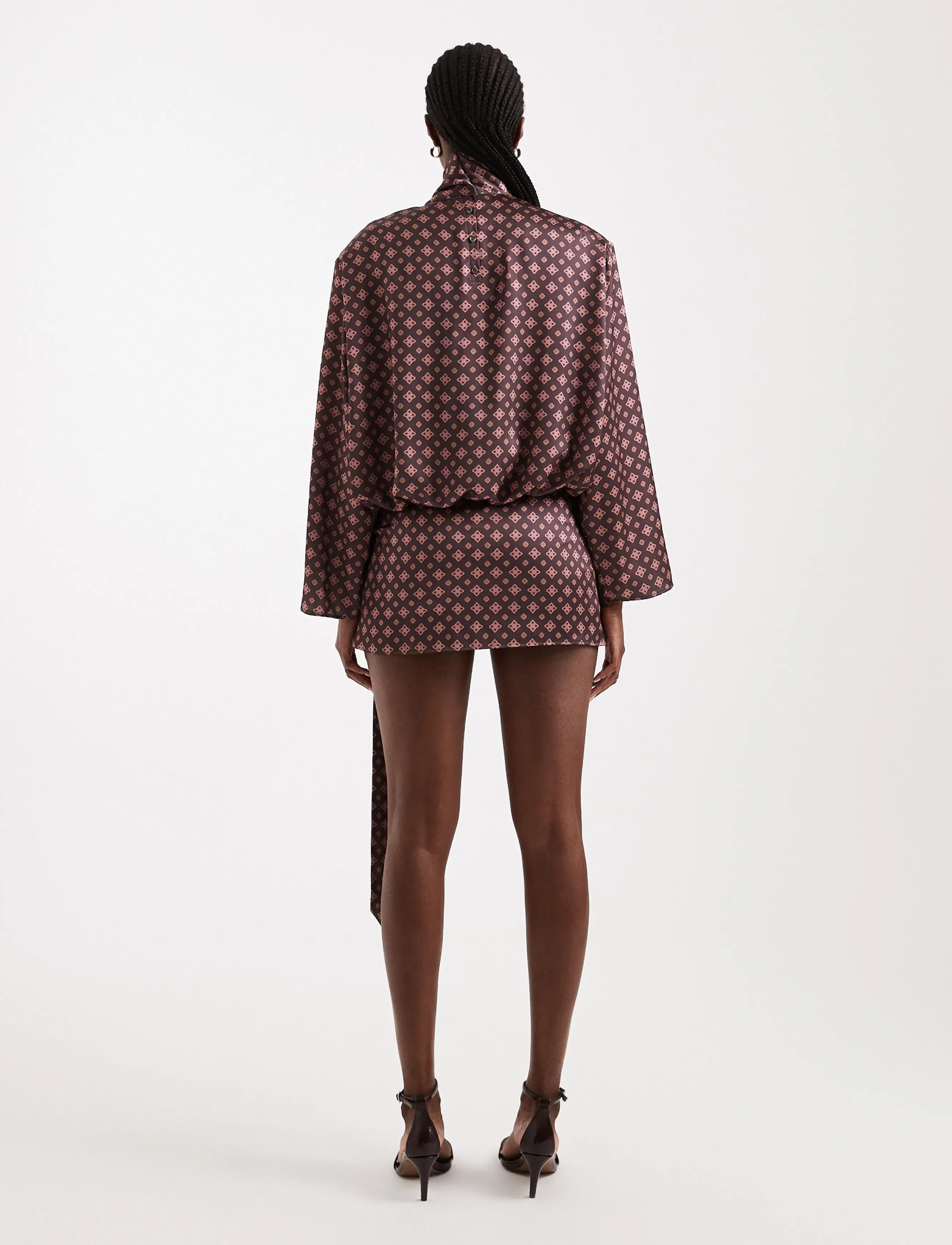 Topshop - TSCELLY SATIN HIGH SCARF MINI DRESS WVN - minikleidid - burgundy - 3