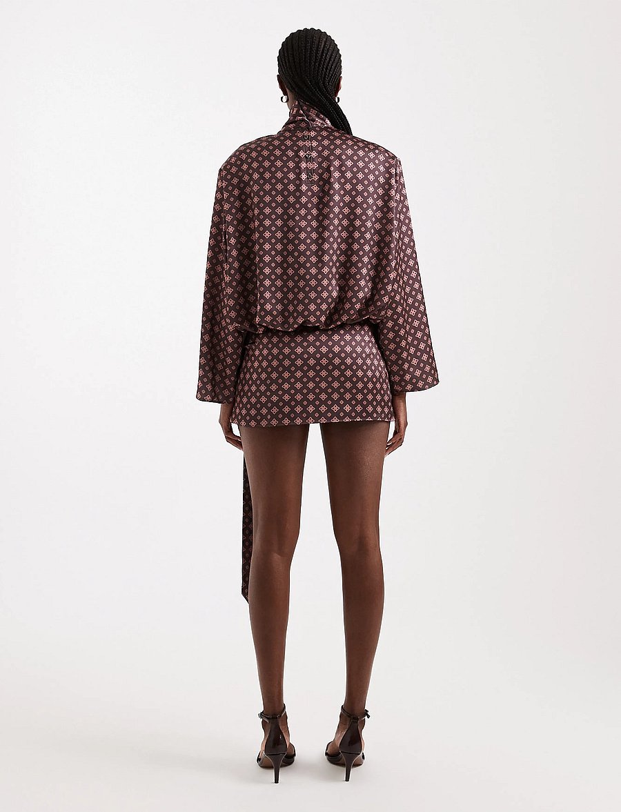 Topshop - TSCELLY SATIN HIGH SCARF MINI DRESS WVN - minikleidid - burgundy - 3