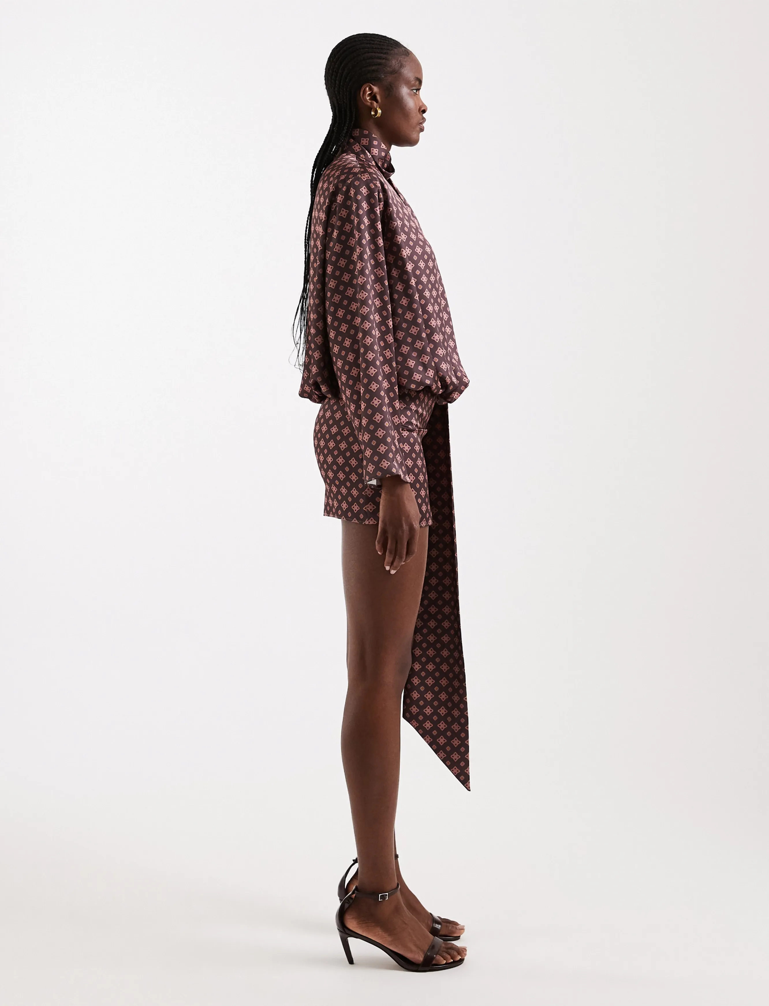 Topshop - TSCELLY SATIN HIGH SCARF MINI DRESS WVN - minikleidid - burgundy - 4