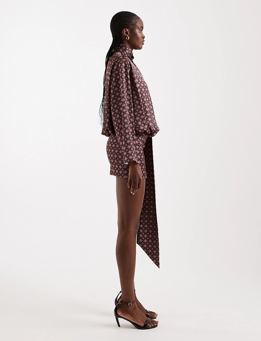 Topshop - TSCELLY SATIN HIGH SCARF MINI DRESS WVN - minikleidid - burgundy - 4