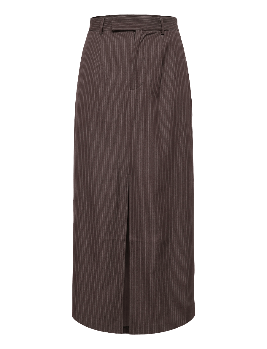 Topshop - TSARIL PINSTRIPE PENCIL MIDI SKIRT WVN - midiseelikud - chocolate brown - 1