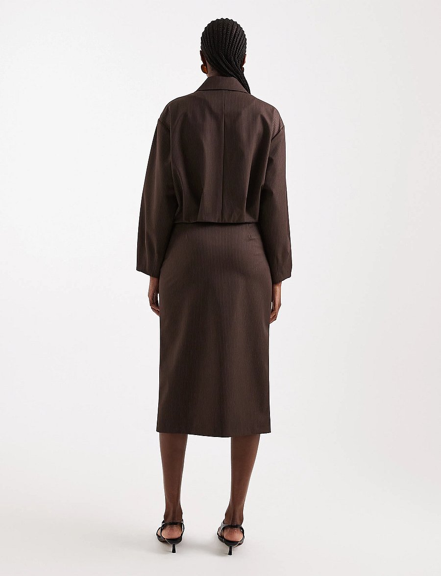 Topshop - TSARIL PINSTRIPE PENCIL MIDI SKIRT WVN - midiseelikud - chocolate brown - 3
