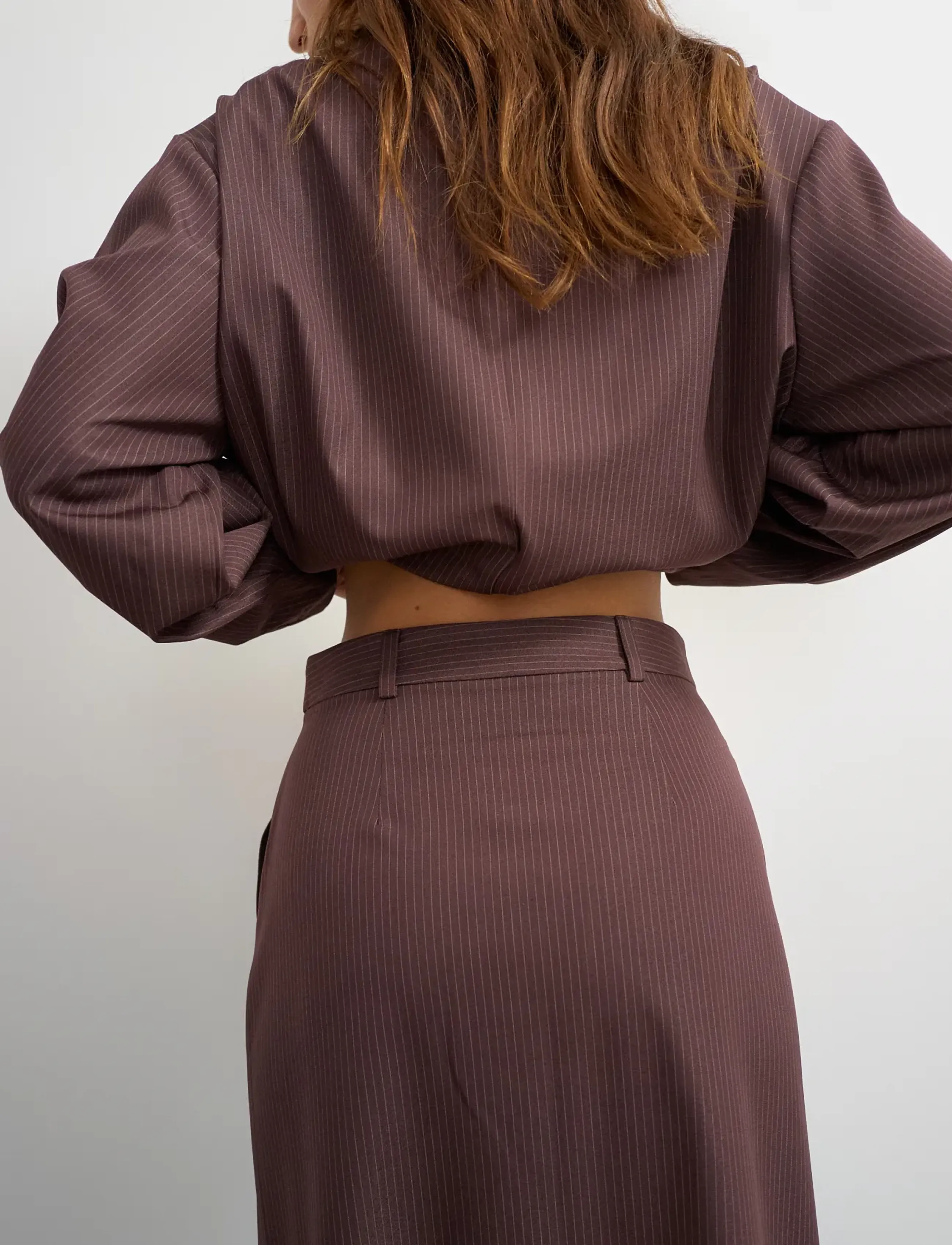 Topshop - TSARIL PINSTRIPE PENCIL MIDI SKIRT WVN - höstfynd - chocolate brown - 4