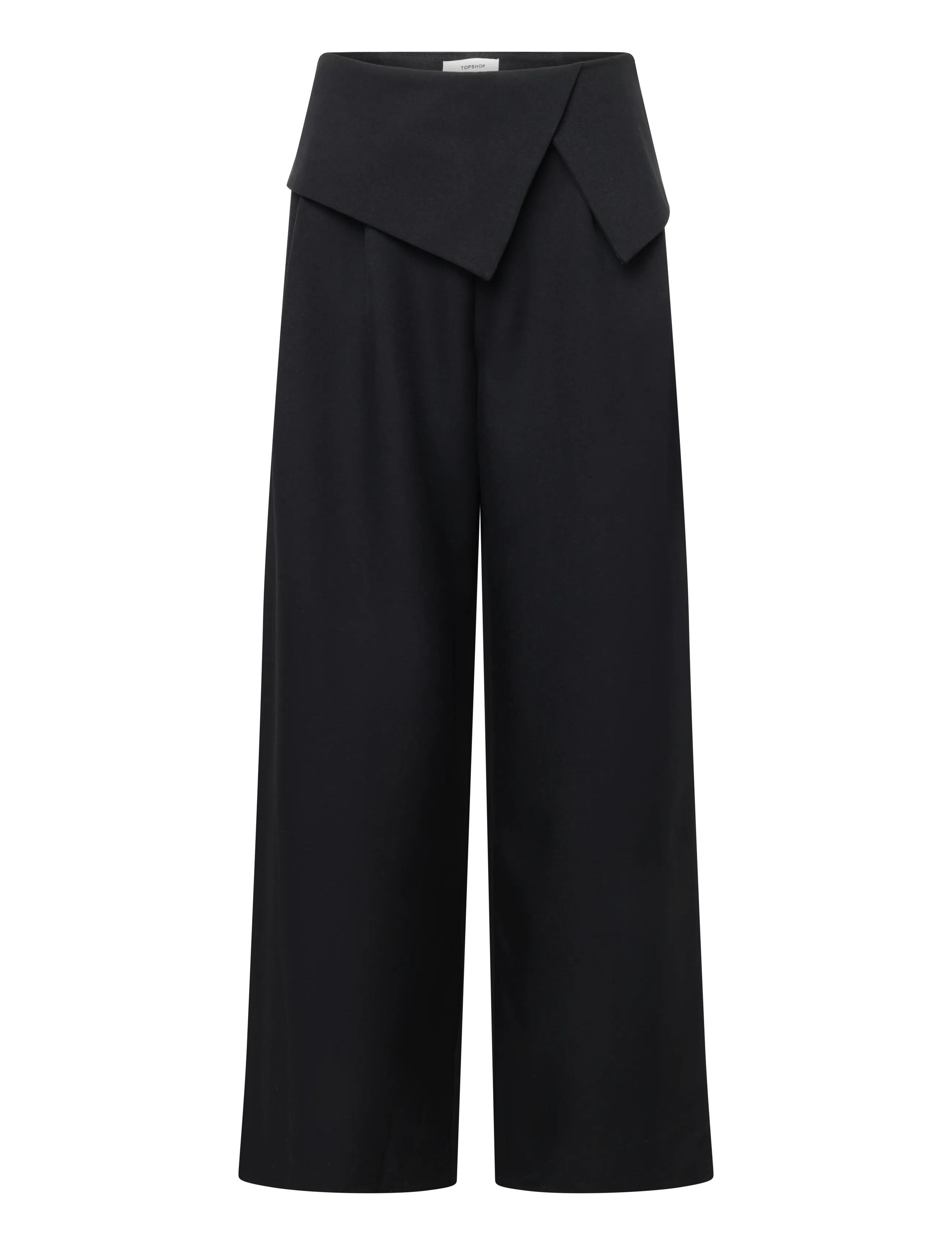 Topshop - TSARWA WIDE LEG FOLD OVER TROUSER - jet black - 1