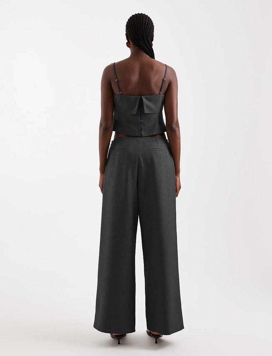 Topshop - TSARWA WIDE LEG FOLD OVER TROUSER - jet black - 3