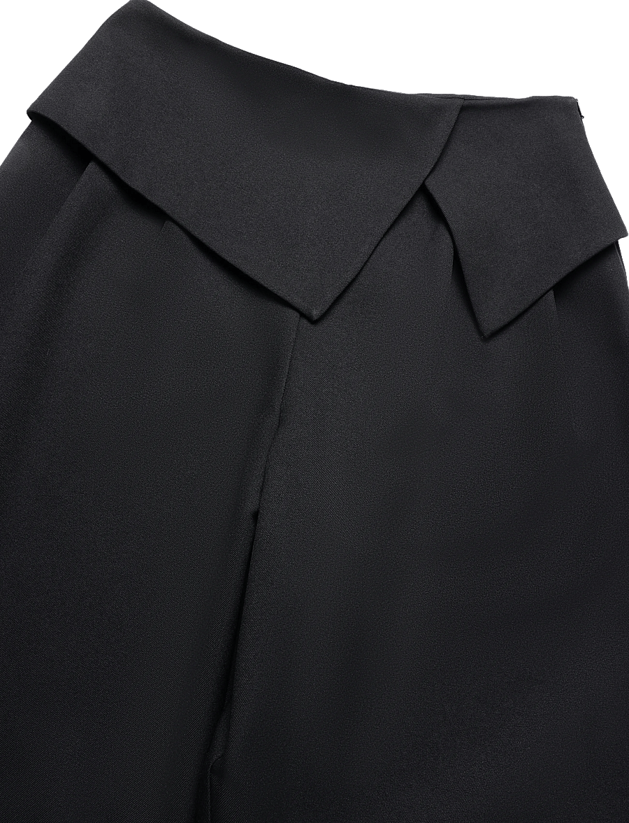 Topshop - TSARWA WIDE LEG FOLD OVER TROUSER - jet black - 5