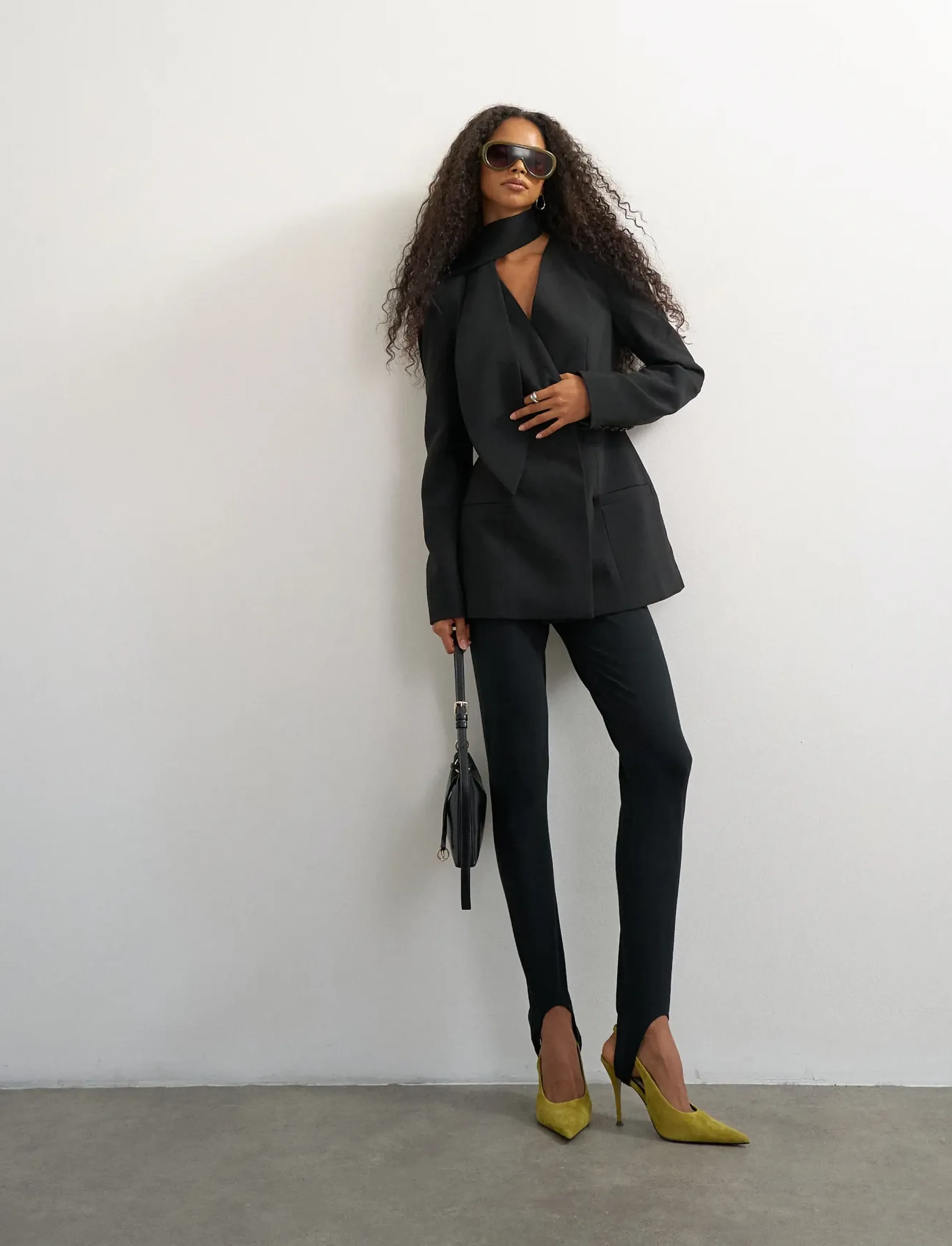 Topshop - TSASLI SCARF DETAIL BLAZER - enkeltspente blazere - jet black - 0