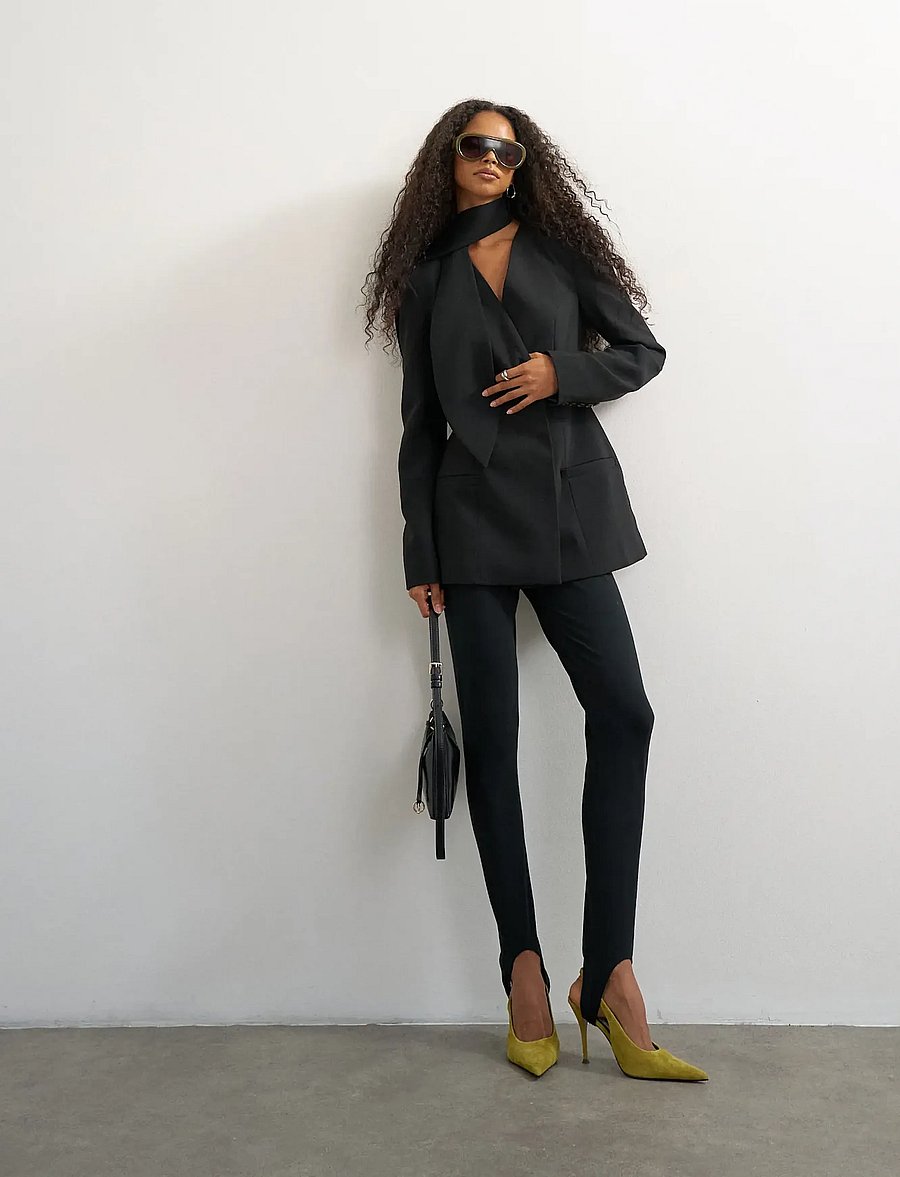 Topshop - TSASLI SCARF DETAIL BLAZER - enkeltspente blazere - jet black - 0