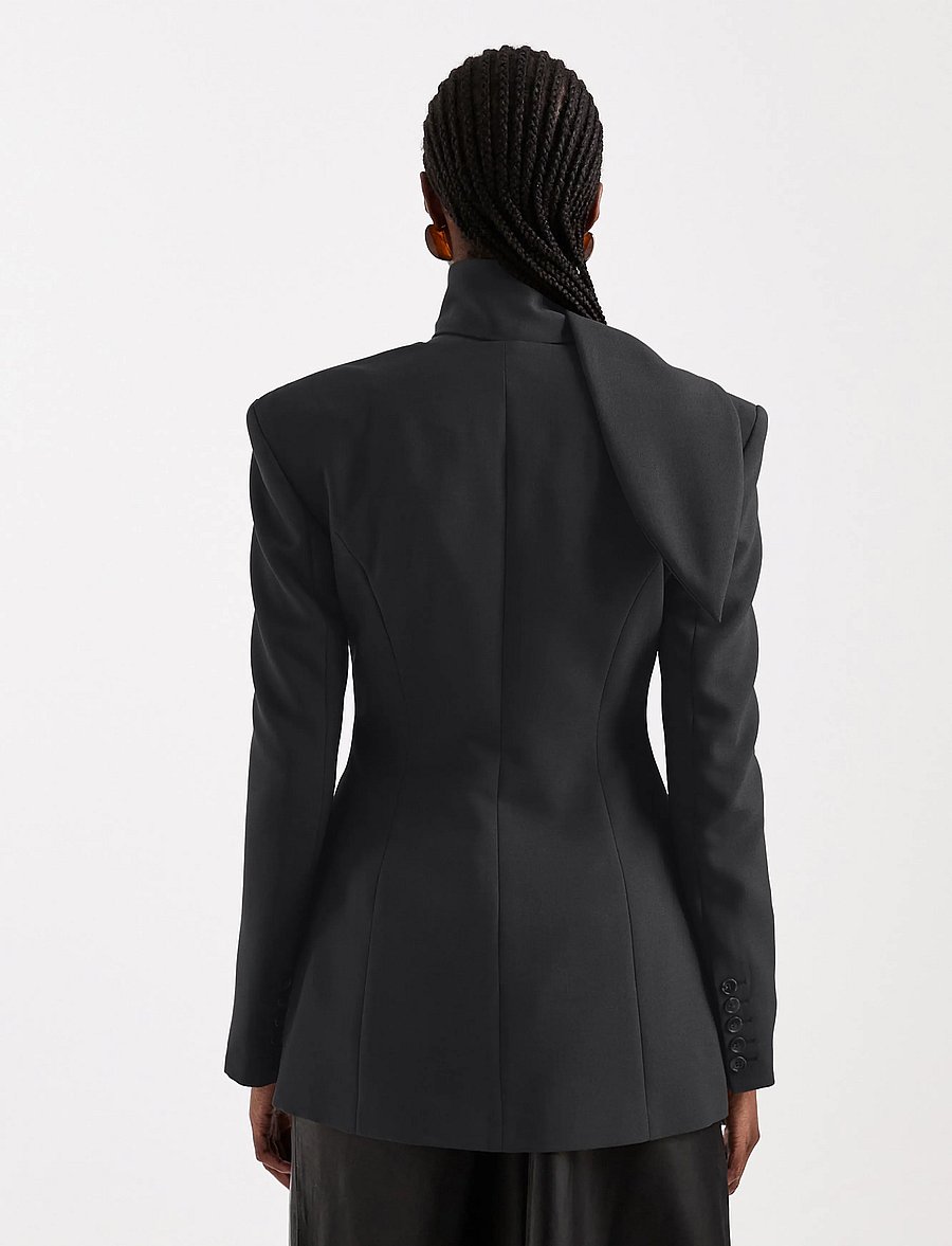 Topshop - TSASLI SCARF DETAIL BLAZER - single breasted blazers - jet black - 3