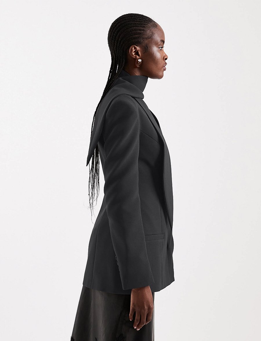 Topshop - TSASLI SCARF DETAIL BLAZER - single breasted blazers - jet black - 4