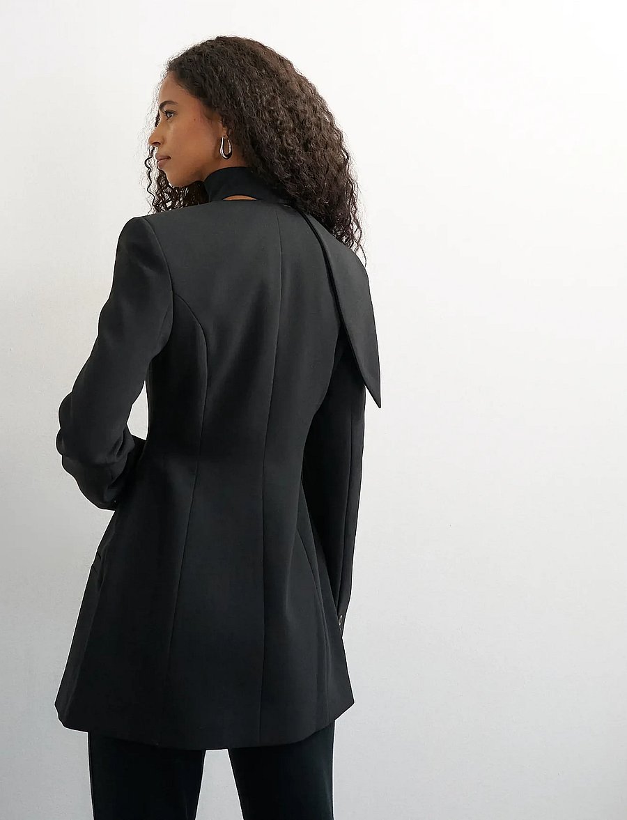 Topshop - TSASLI SCARF DETAIL BLAZER - enkeltspente blazere - jet black - 5
