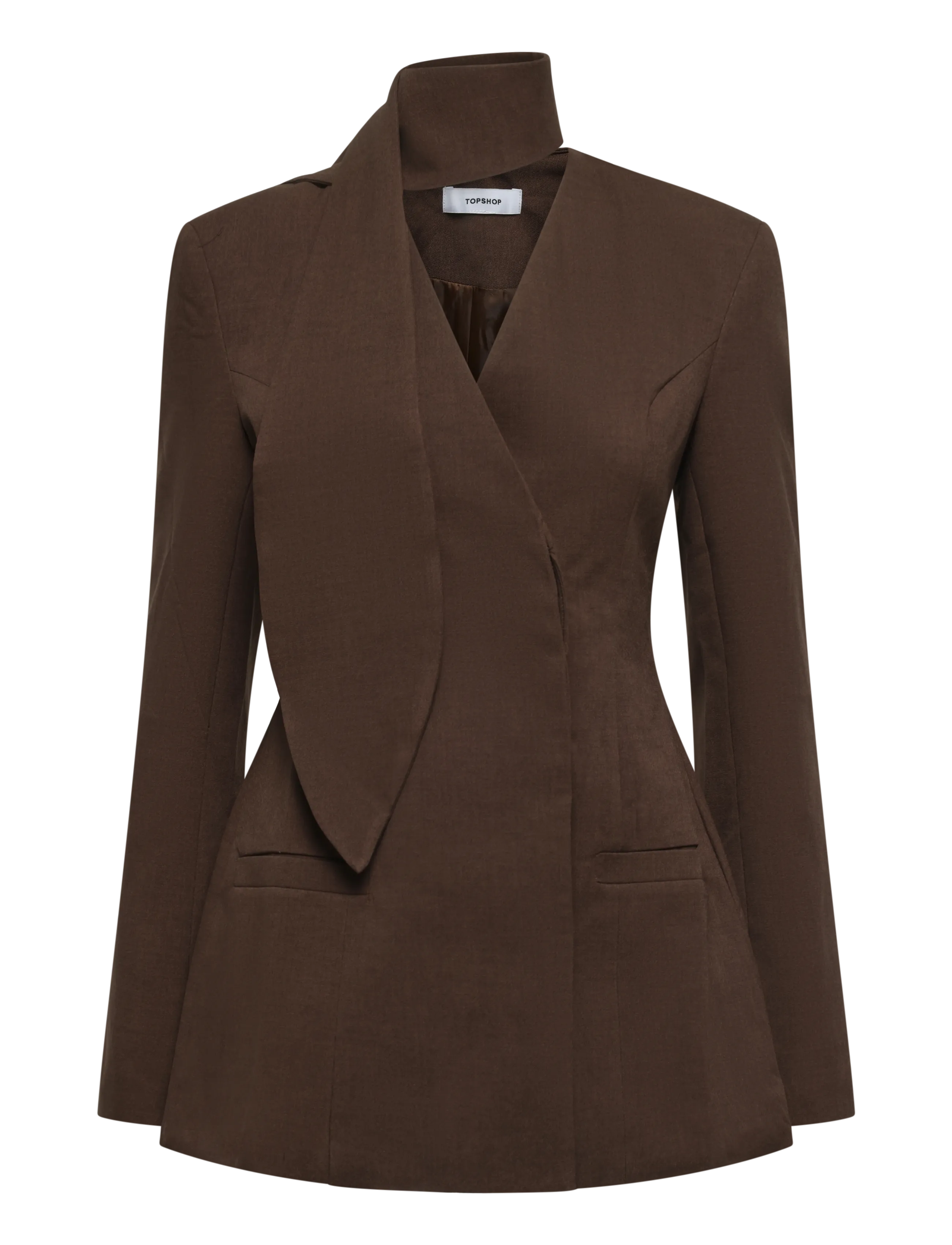 Topshop TSASLI SCARF DETAIL BLAZER - Tänavastiil - SEAL BROWN / brown