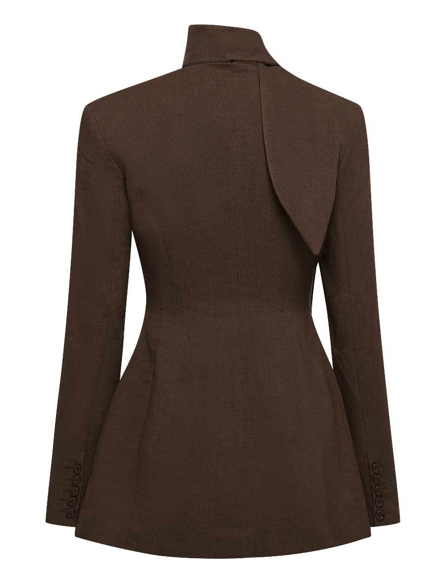 Topshop - TSASLI SCARF DETAIL BLAZER - Üherealised pintsakud - seal brown - 2