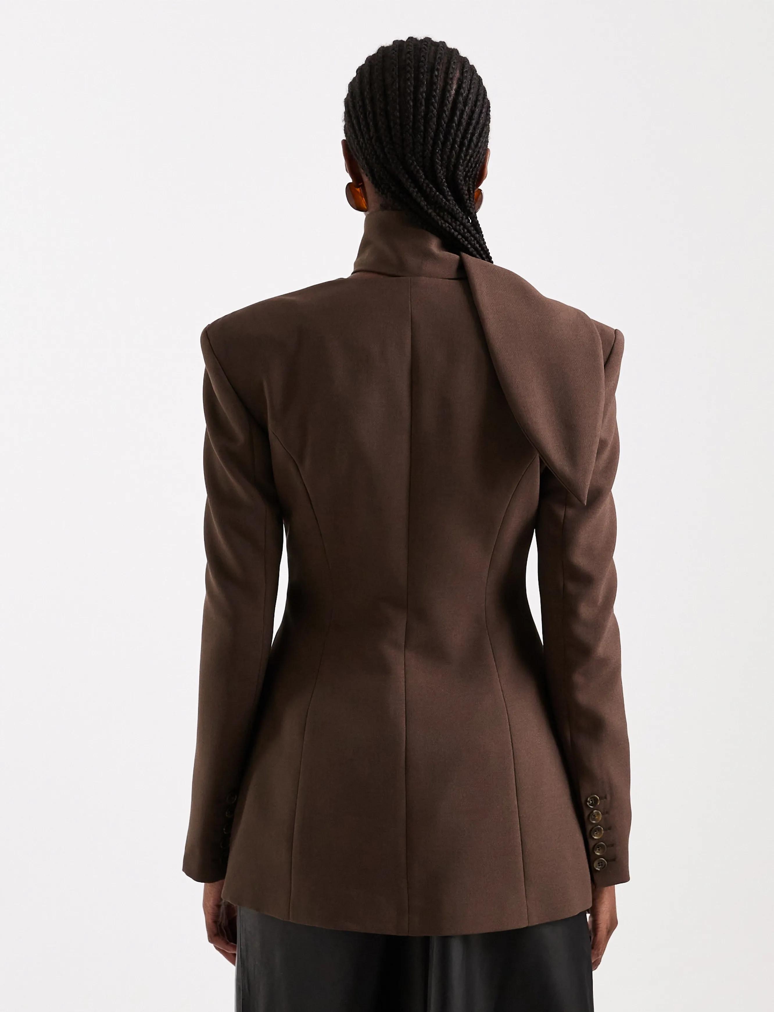 Topshop - TSASLI SCARF DETAIL BLAZER - Üherealised pintsakud - seal brown - 3