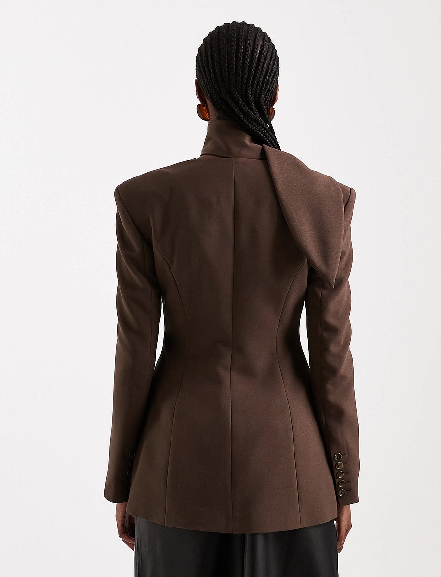 Topshop - TSASLI SCARF DETAIL BLAZER - Üherealised pintsakud - seal brown - 3