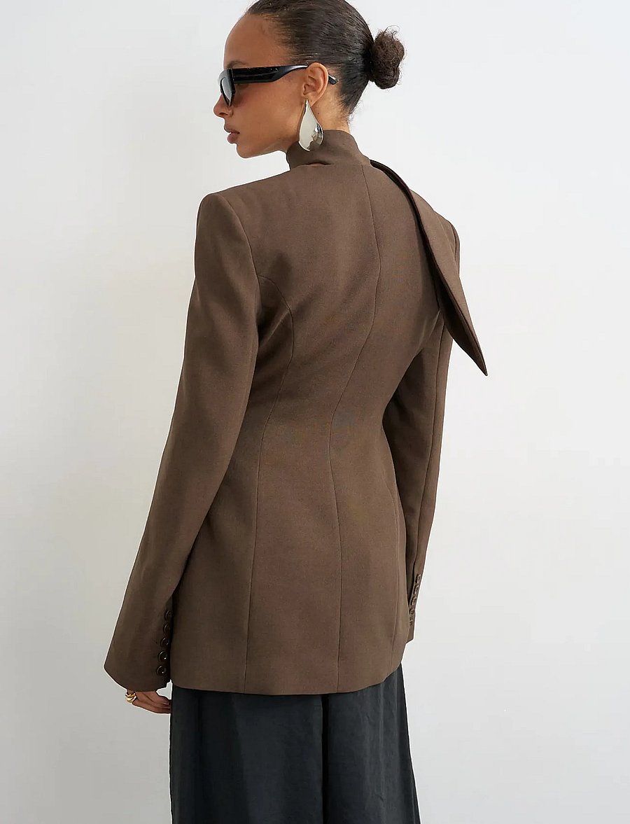 Topshop - TSASLI SCARF DETAIL BLAZER - enkelknäppta kavajer - seal brown - 3