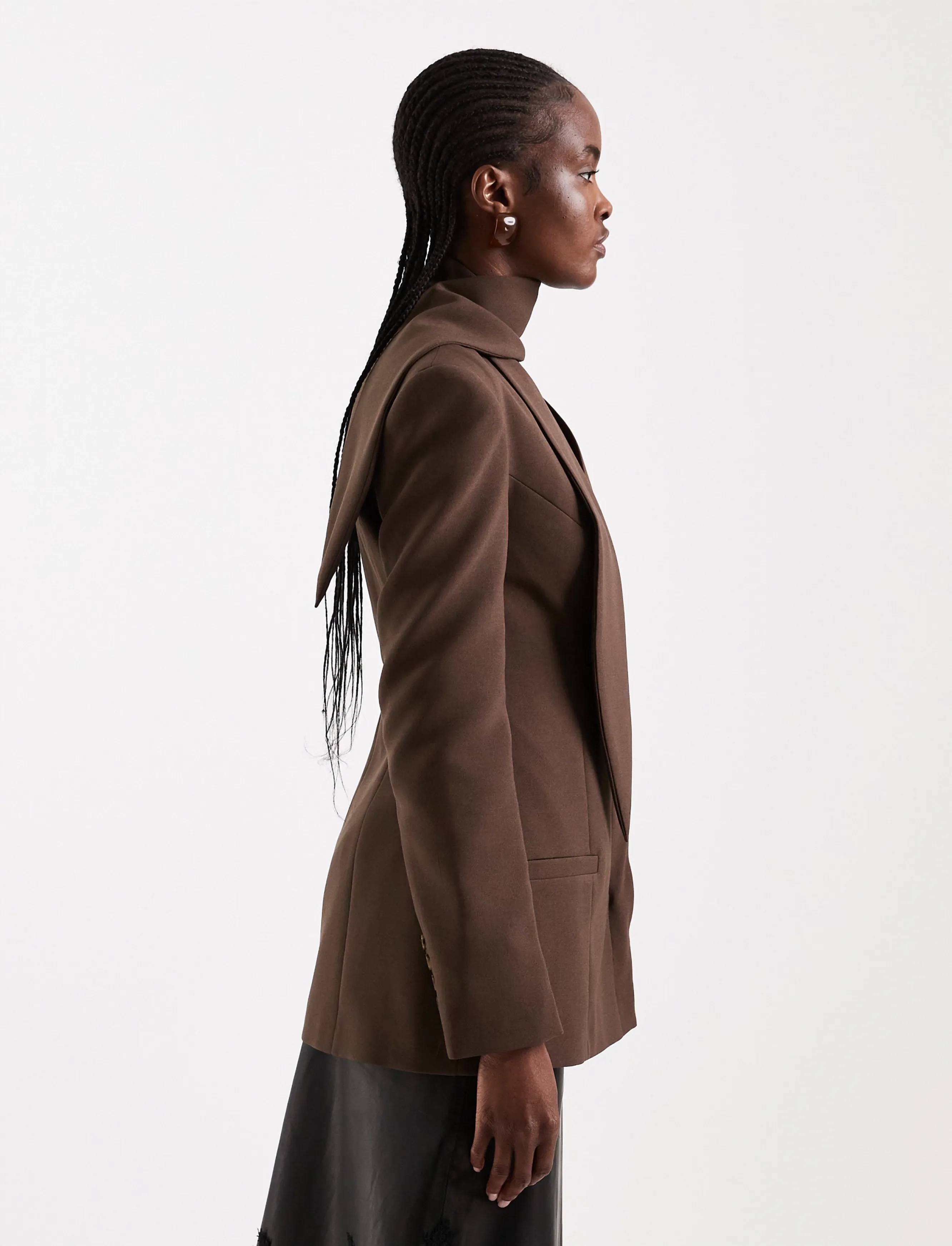 Topshop - TSASLI SCARF DETAIL BLAZER - Üherealised pintsakud - seal brown - 4