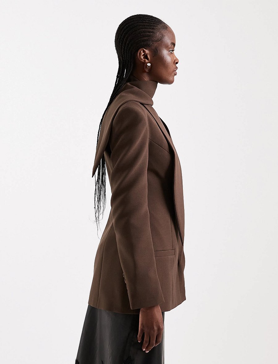 Topshop - TSASLI SCARF DETAIL BLAZER - Üherealised pintsakud - seal brown - 4